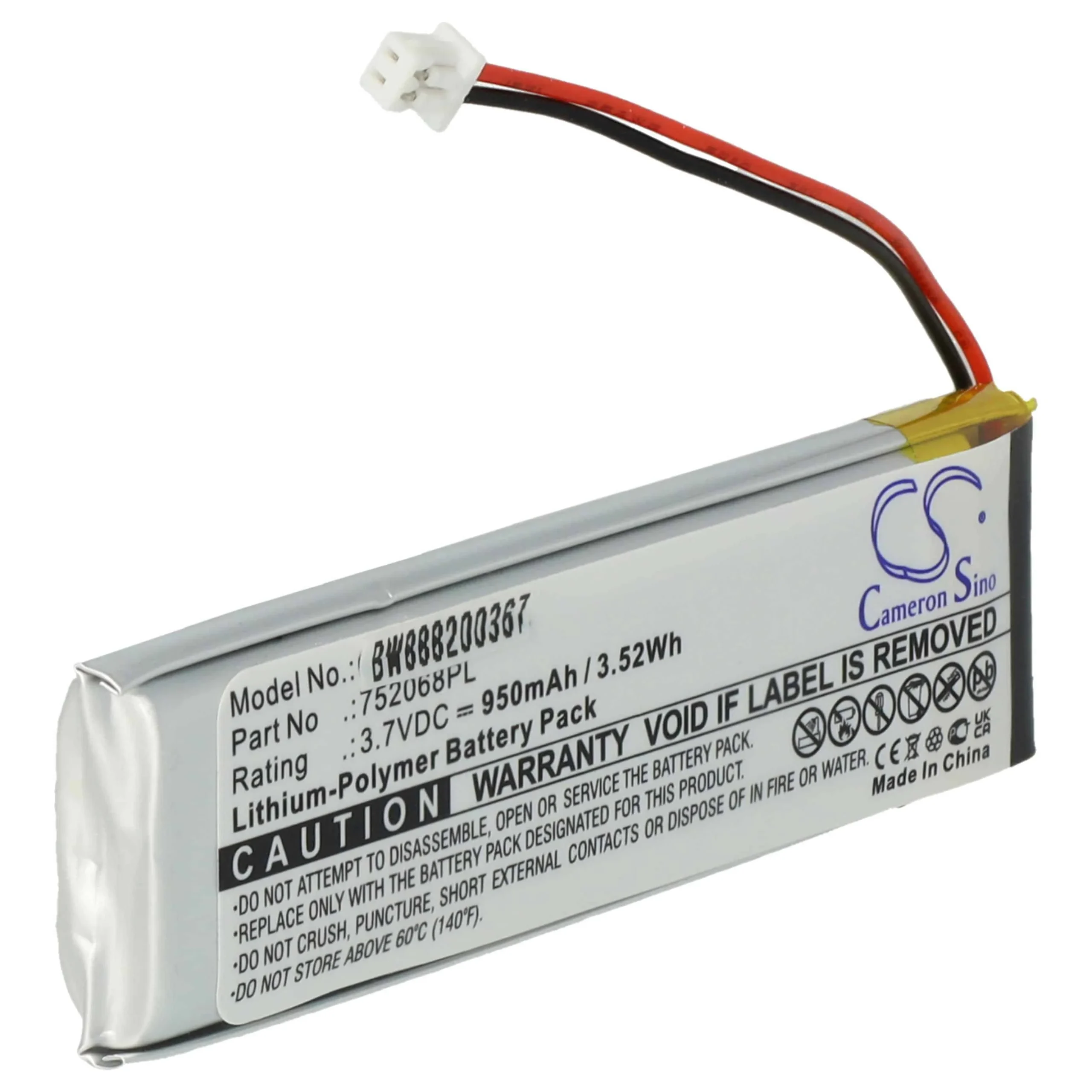 Batterie remplace Midland 752068PL casque audio Albrecht - 950mAh 3,7V Li-polymère