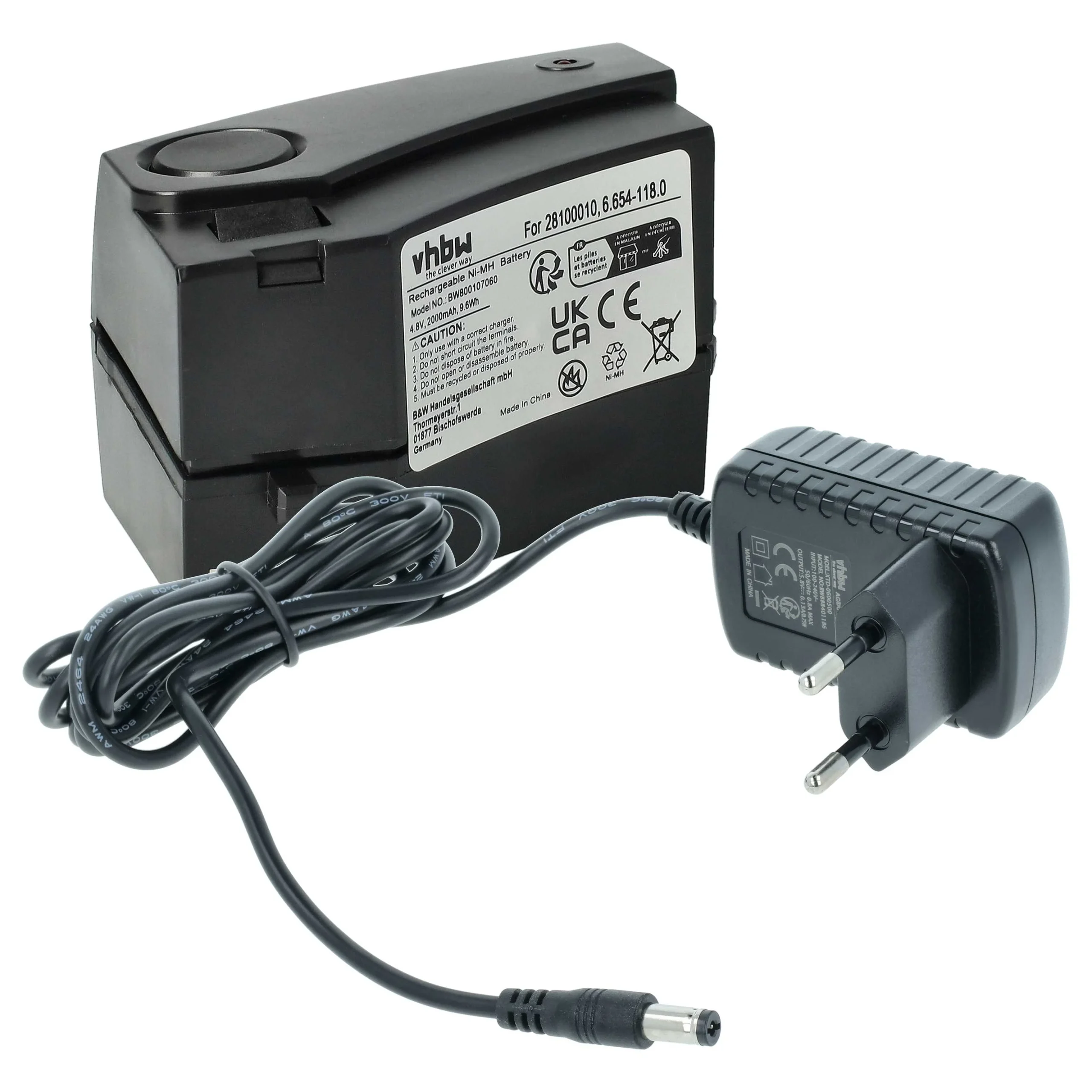 Batterie + chargeur remplace Kärcher 28100010, 4.070-696.0 pour aspirateur Kärcher - kit de charge