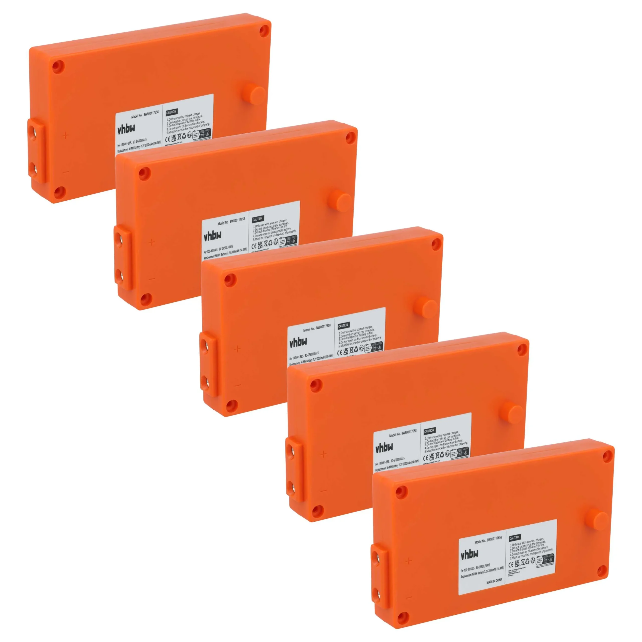 Batterie (5 pièces) remplace Gross Funk FUA50, BC-GF500, 100-001-885, FUA15 - 2000mAh 7,2V NiMH