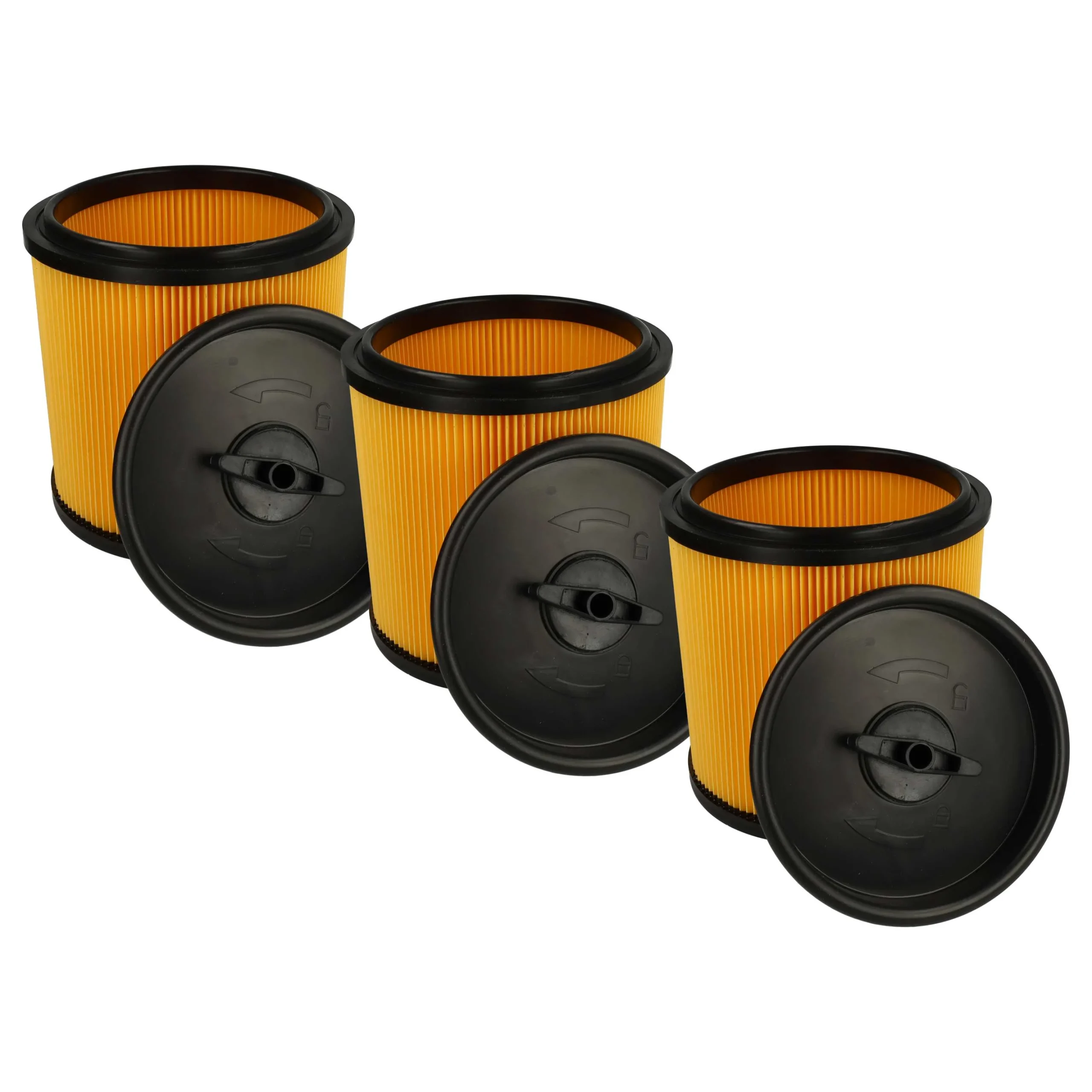 3x Filtre remplace Grizzly 91092030 pour aspirateur Parkside - Cartouche Filtre, noir / jaune