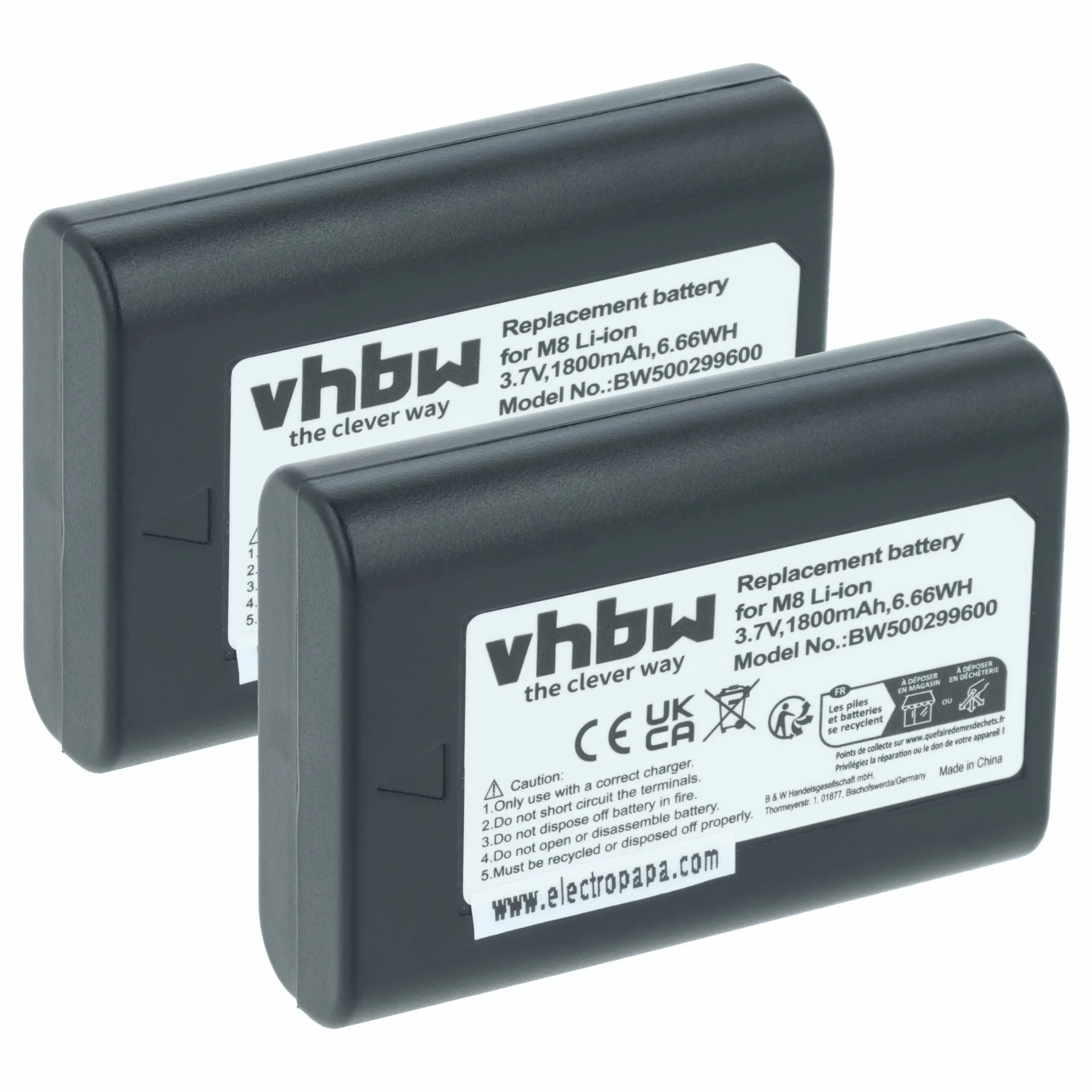 2x Batteries remplace Leica BLI-312, 14464, BP-SCL1 pour appareil photo Leica- 1800mAh 3,7V Li-ion