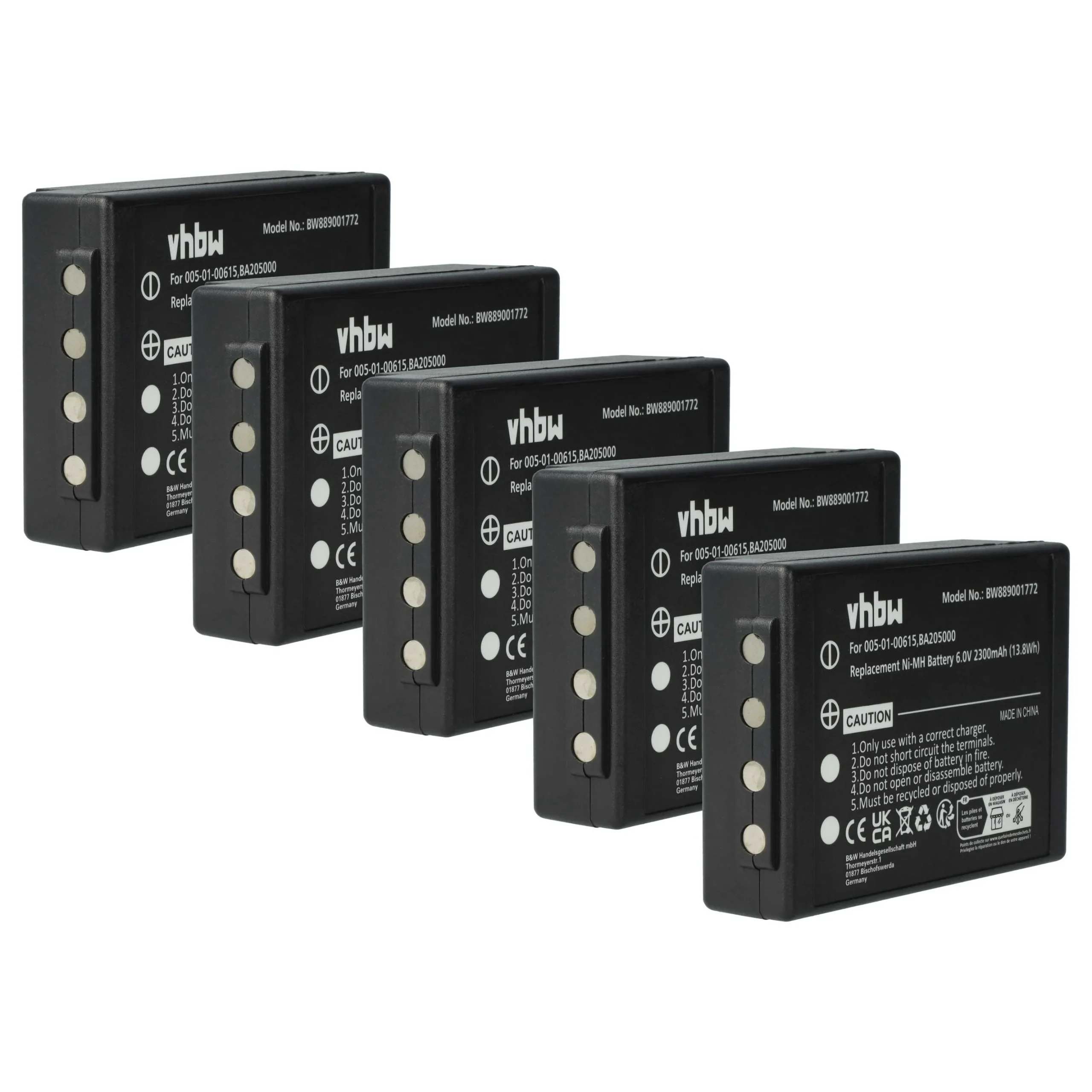Batterie (5 pièces) remplace HBC 005-01-00615, BA205000, BA206000, BA206030, BA205030 - 2300mAh 6V NiMH