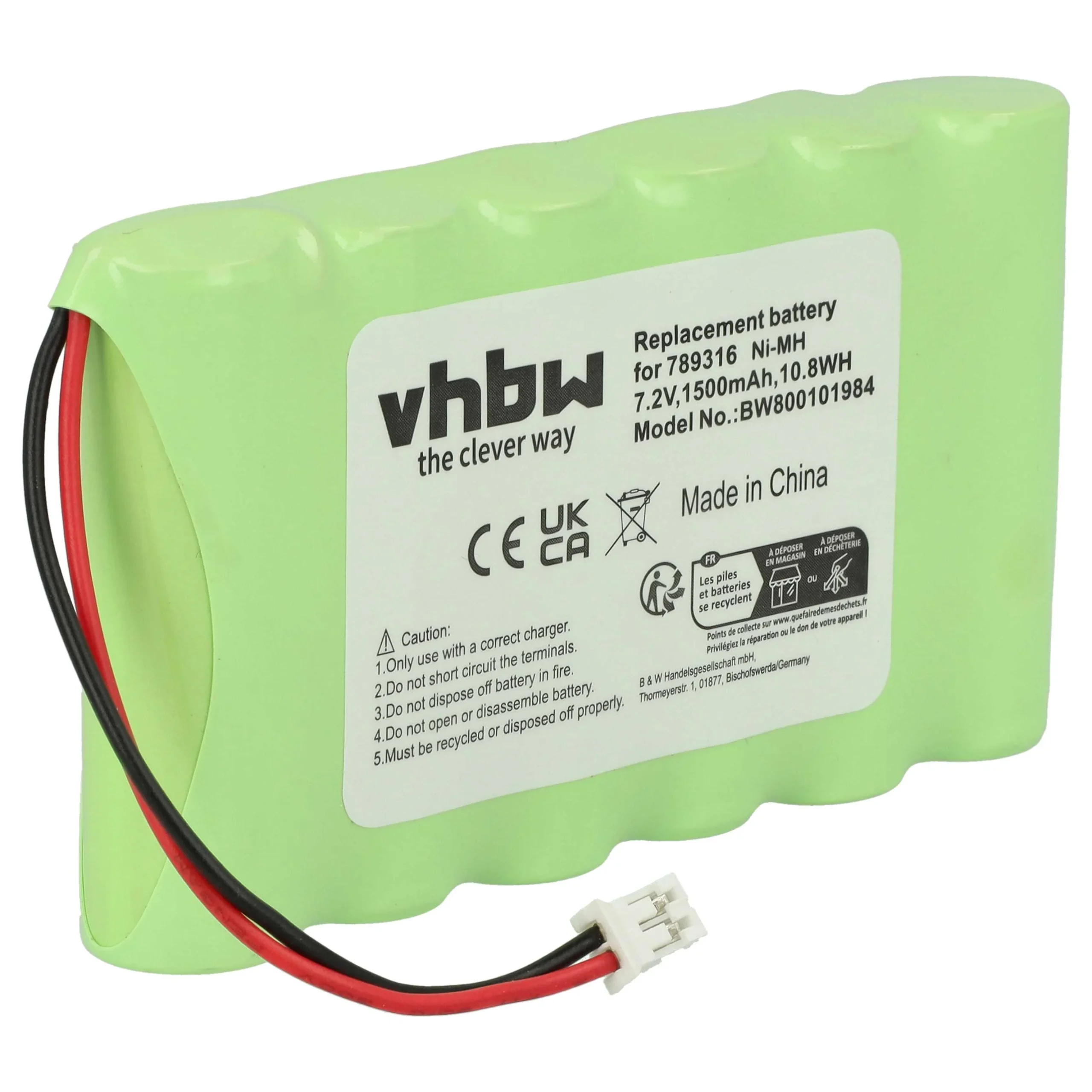 Batterie remplace Ingenico 789316, 6VHAAL, 6N120SFE-15615 pour scanner de code-barre Incognito - 1500mAh 7,2V