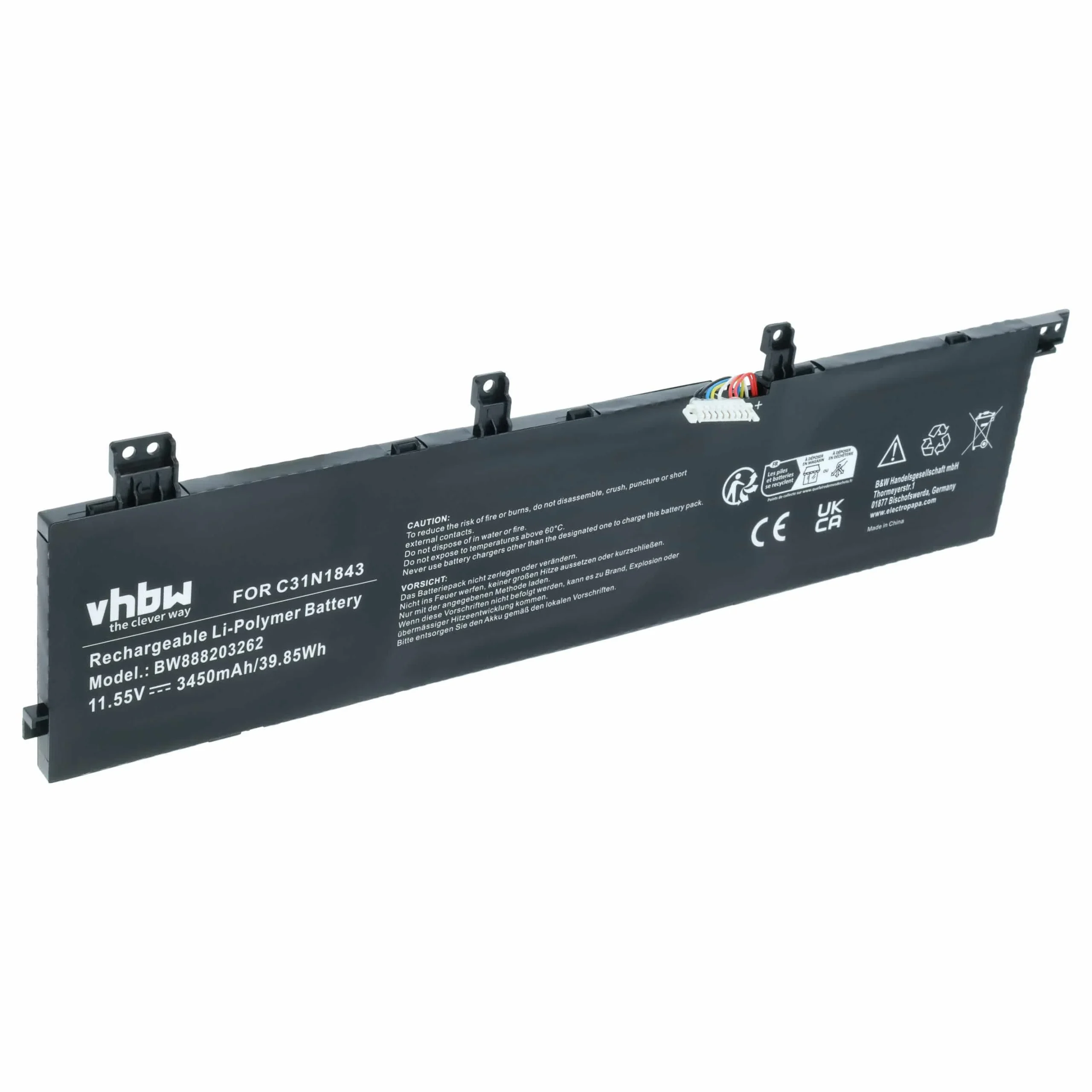 Batterie remplace Asus 0B200-03430000, C31N1843 pour ordinateur portable Asus- 3450mAh 11,55V Li-polymère