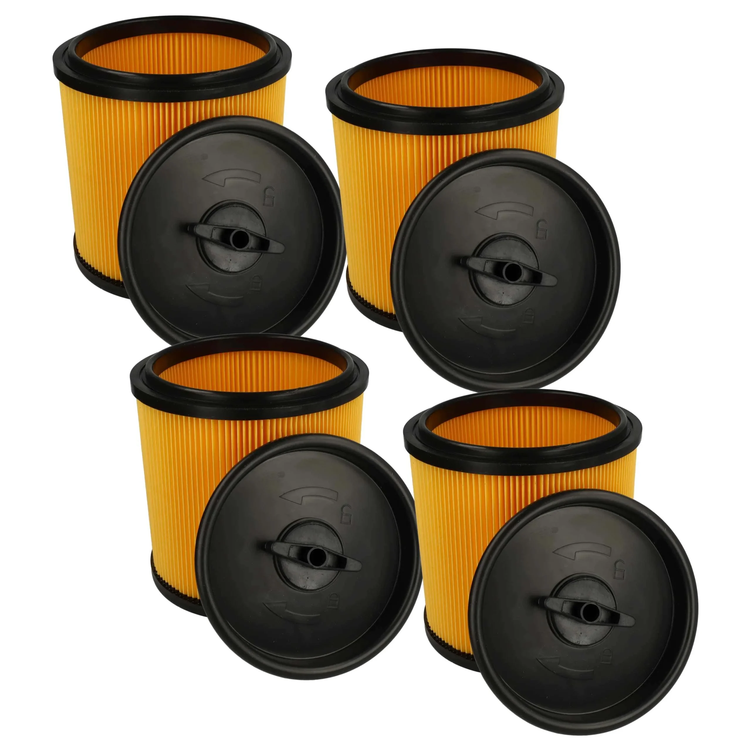 4x Filtre remplace Grizzly 91092030 pour aspirateur Parkside - Cartouche Filtre, noir / jaune