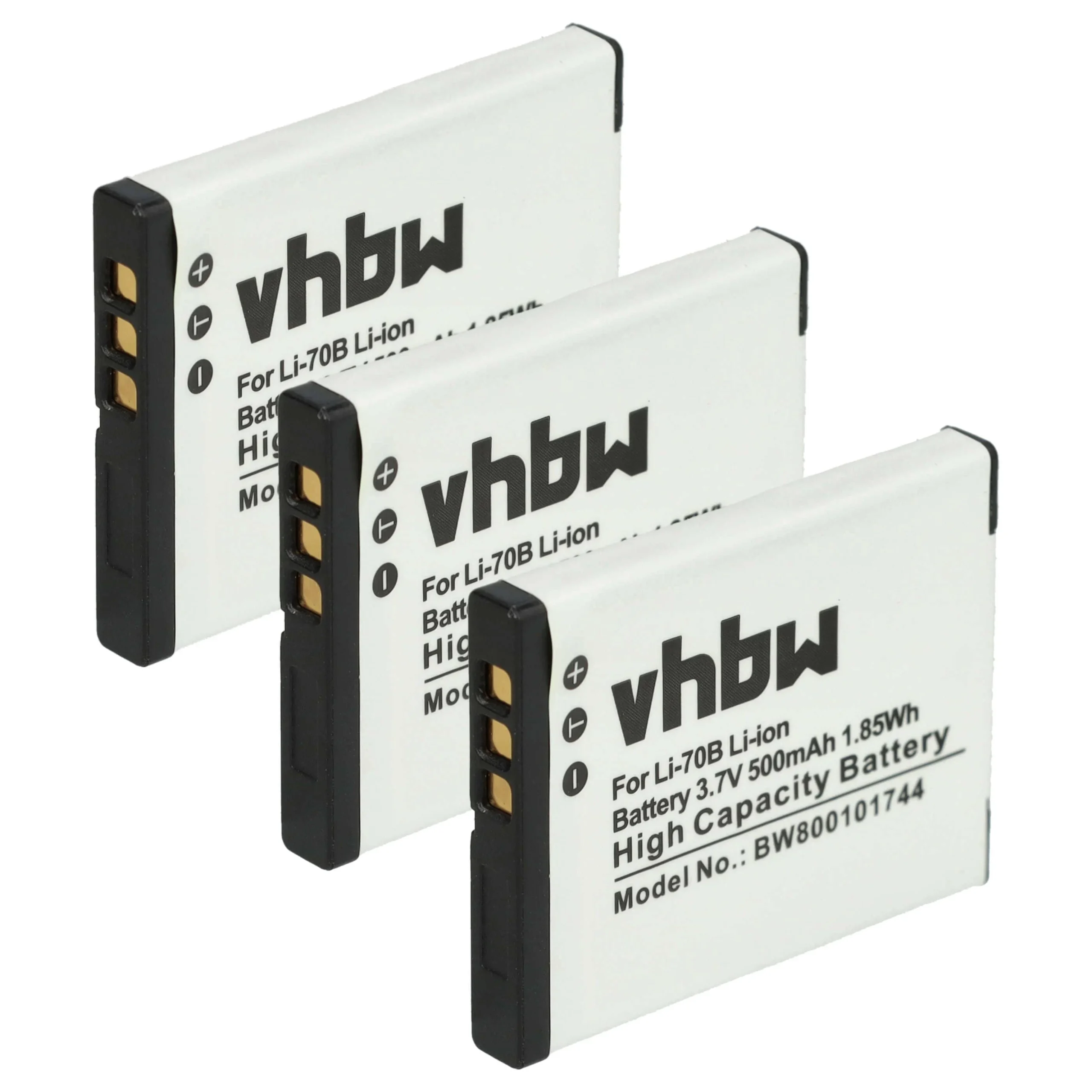 3x Batteries remplace Olympus Li-70B pour appareil photo Olympus- 500mAh 3,7V Li-ion