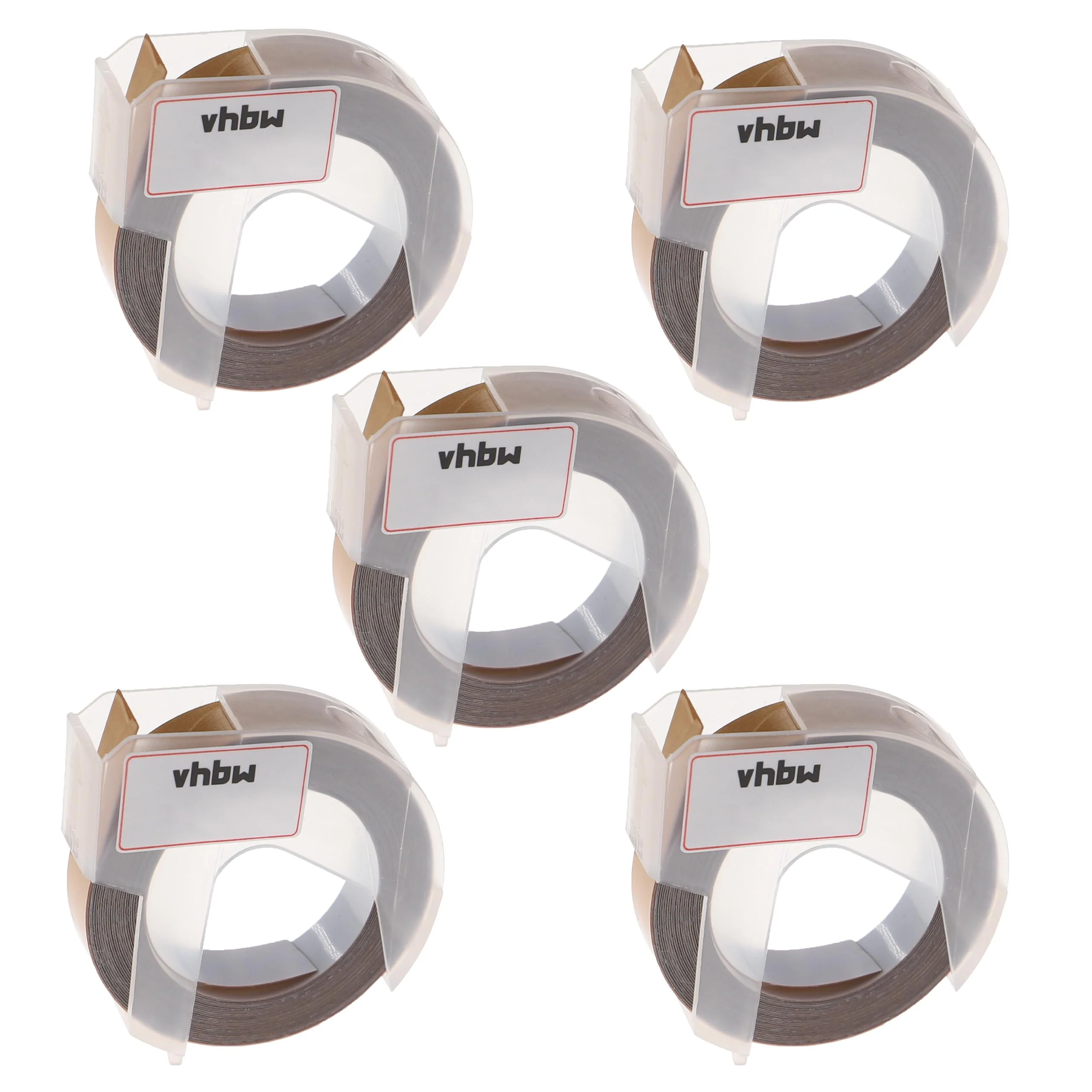 5x Cassettes à ruban, gaufrage relief remplacent Dymo 0898140 - 9mm lettrage Blanc ruban Or, plastique