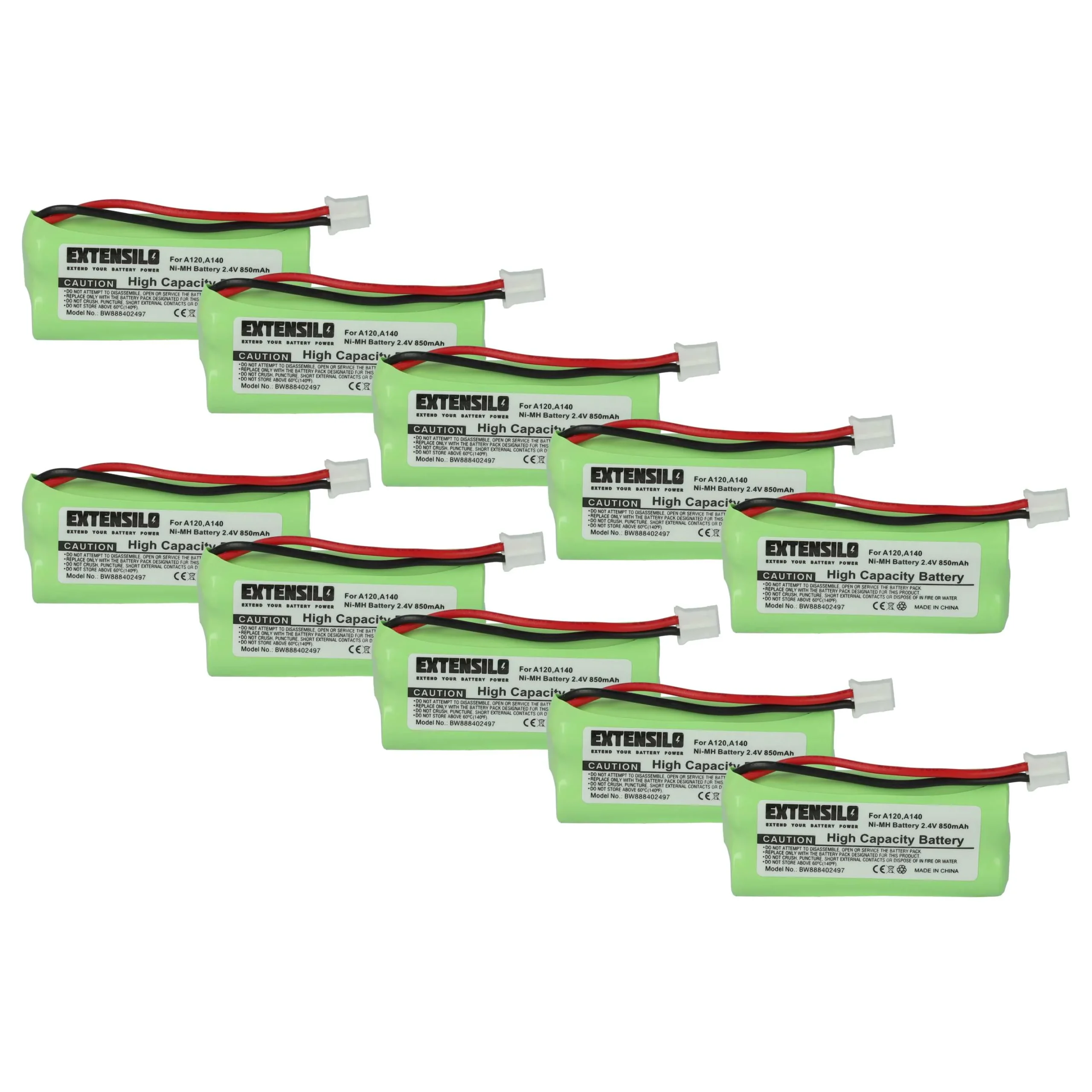10x Batteries remplace 55AAAHR2BMX, 220436C1, 41AAAH2BMX, 220382C1 pour téléphone T-Com - 850mAh 2,4V NiMH