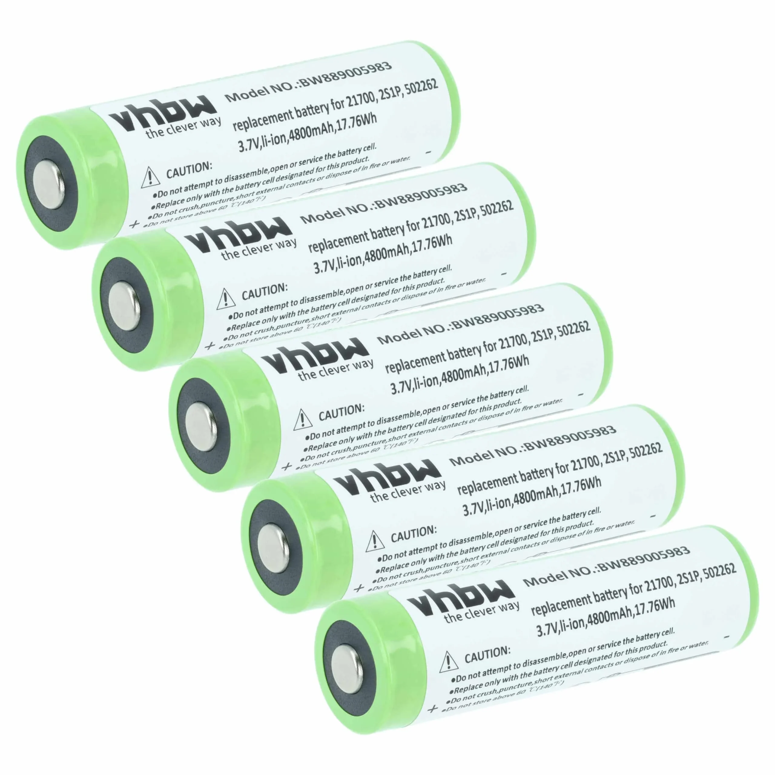 Batterie (5 pcs.) remplace Ledlenser 2S1P, 502262 lampe de poche Ledlenser - 4,8Ah 3,7V Li-ion