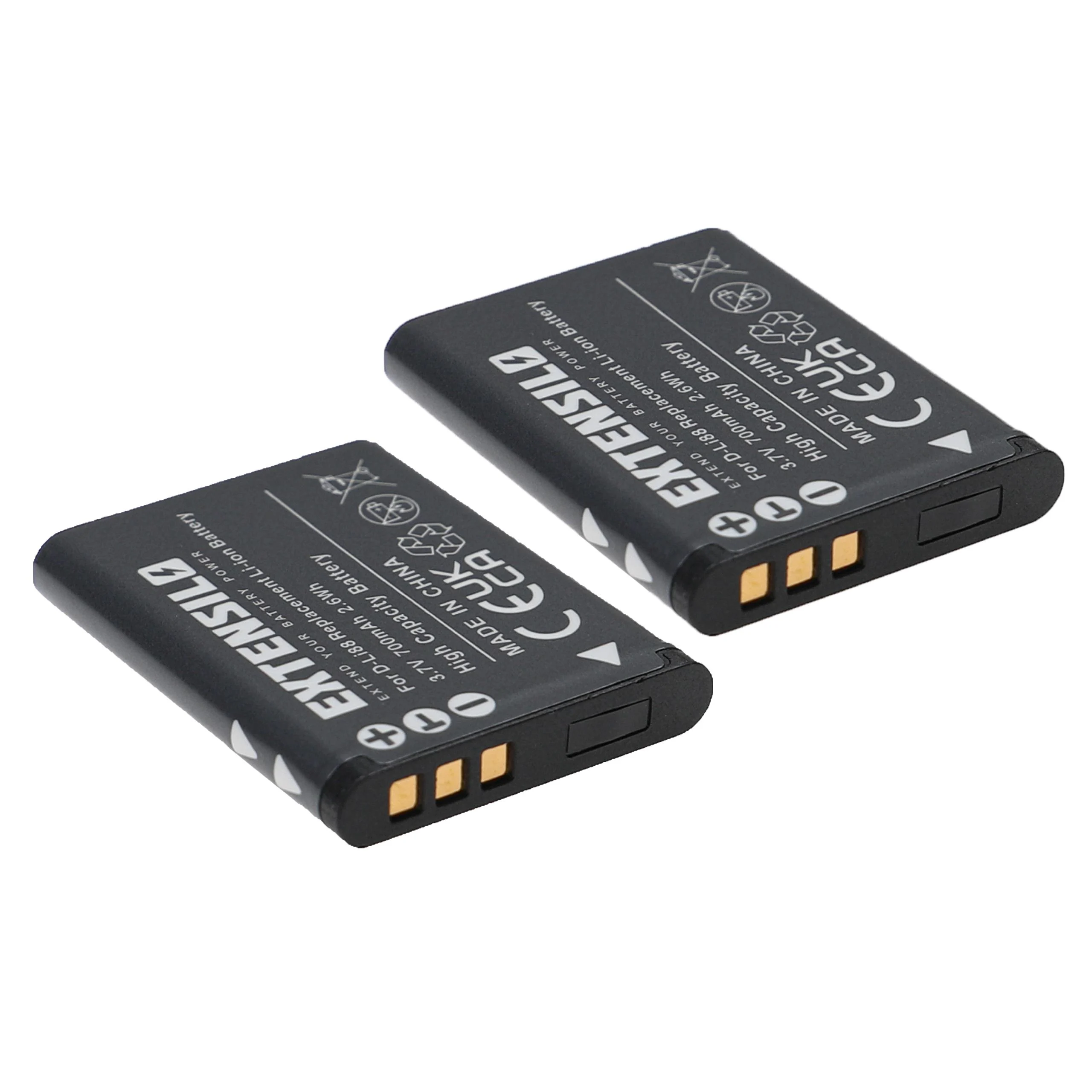 2x Batteries remplace Panasonic VW-VBX070E, VW-VBX070 pour appareil photo Toshiba- 700mAh 3,7V Li-ion