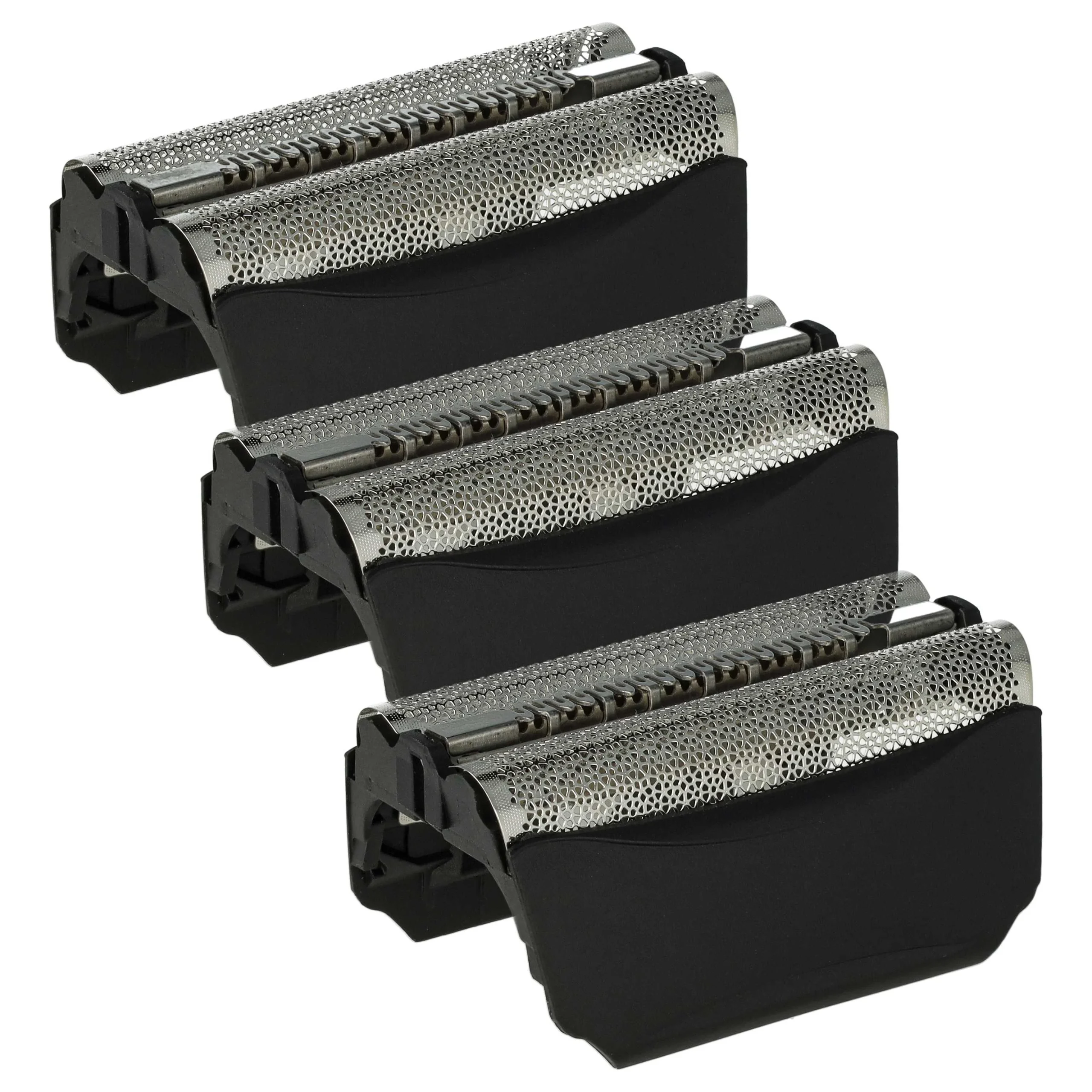 3x Grilles doubles remplace Braun 51S, 51B pour rasoir Braun - avec cadre de tête, noir