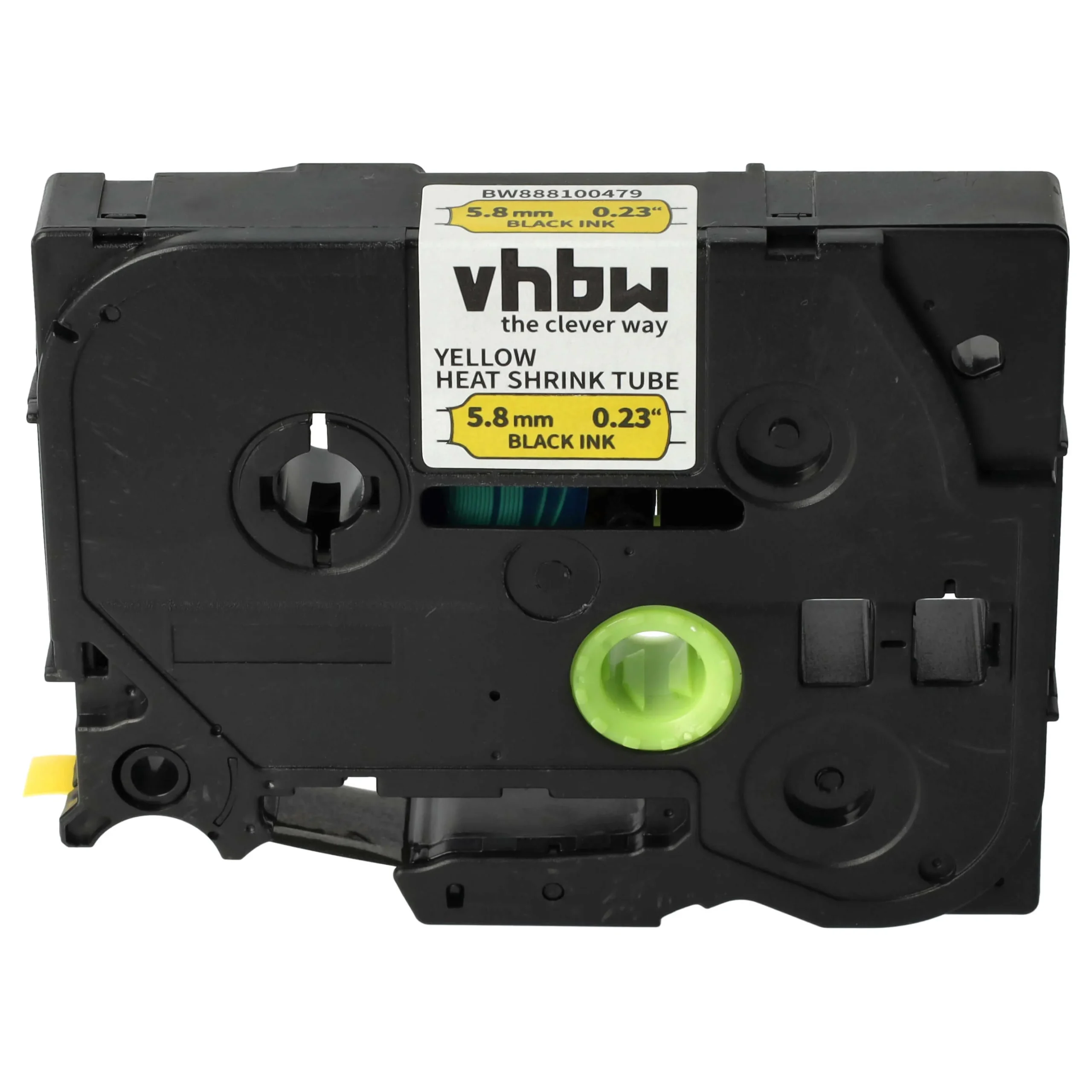 Cassette à ruban remplace Brother HS611, AHS-611 - lettrage Noir ruban Jaune, plastique, thermorétractable