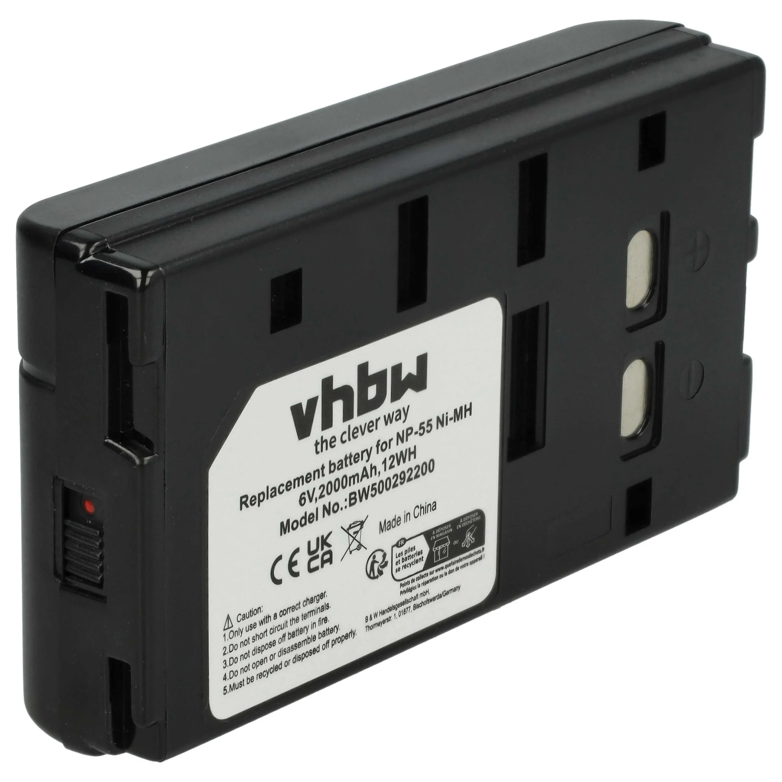 Batterie remplace JVC BN-V65U, BN-V50U, BN-V25U, BN-V22U pour caméscope Sony- 2000mAh 6V NiMH