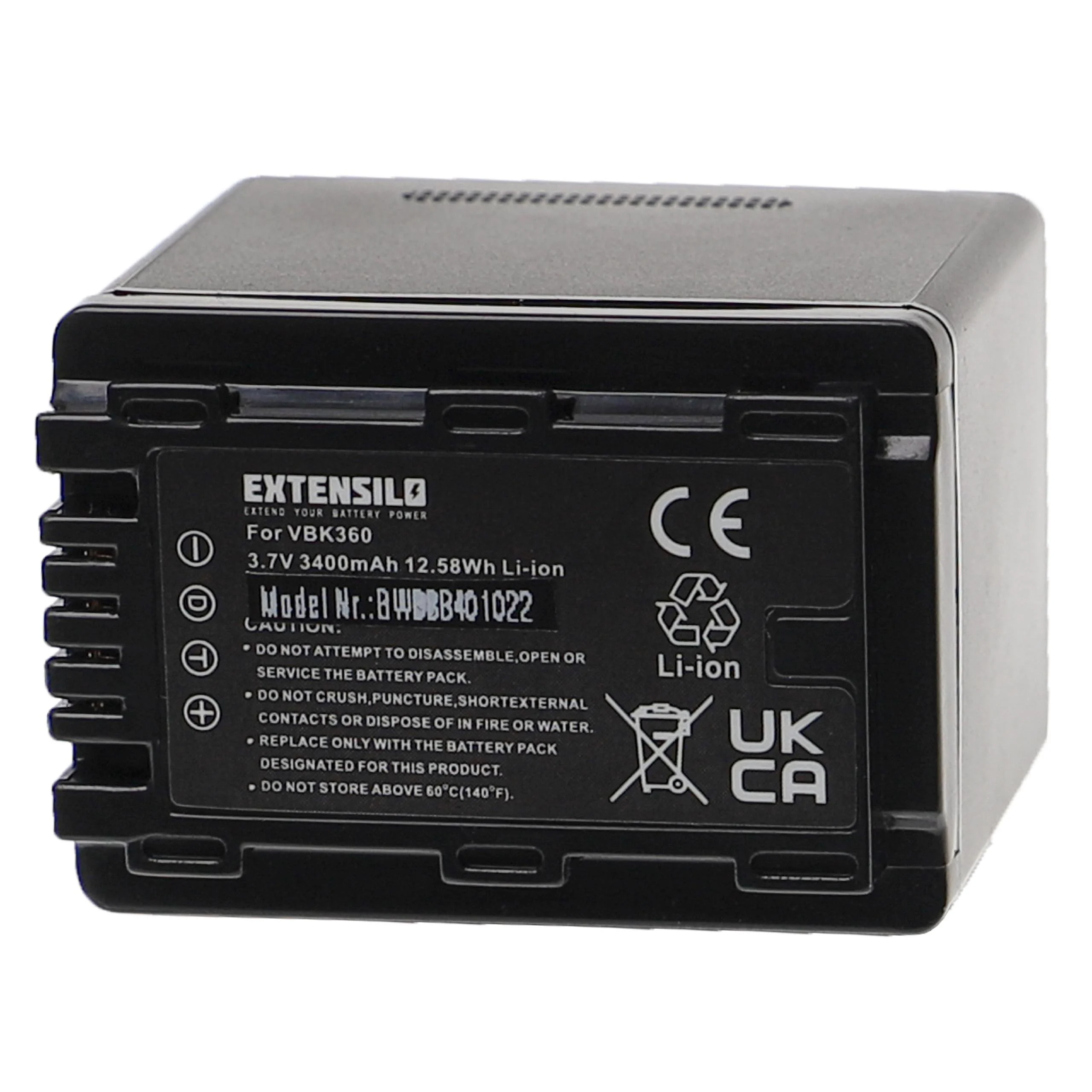 Batterie remplace Panasonic VW-VBK360 pour appareil photo Panasonic- 3400mAh 3,7V Li-ion