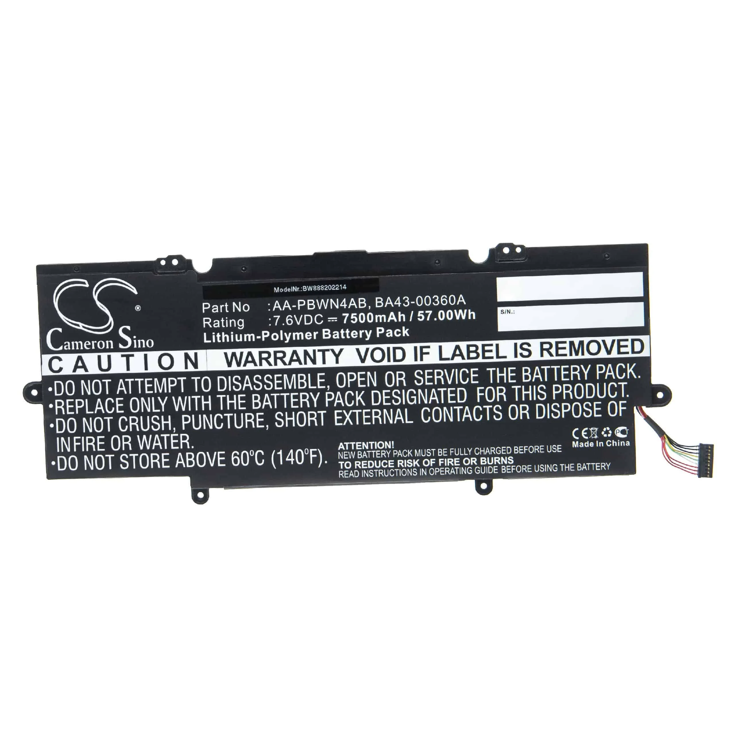 Batterie remplace Samsung BA43-00360A, AA-PBWN4AB pour ordinateur portable Samsung- 7500mAh 7,6V Li-polymère