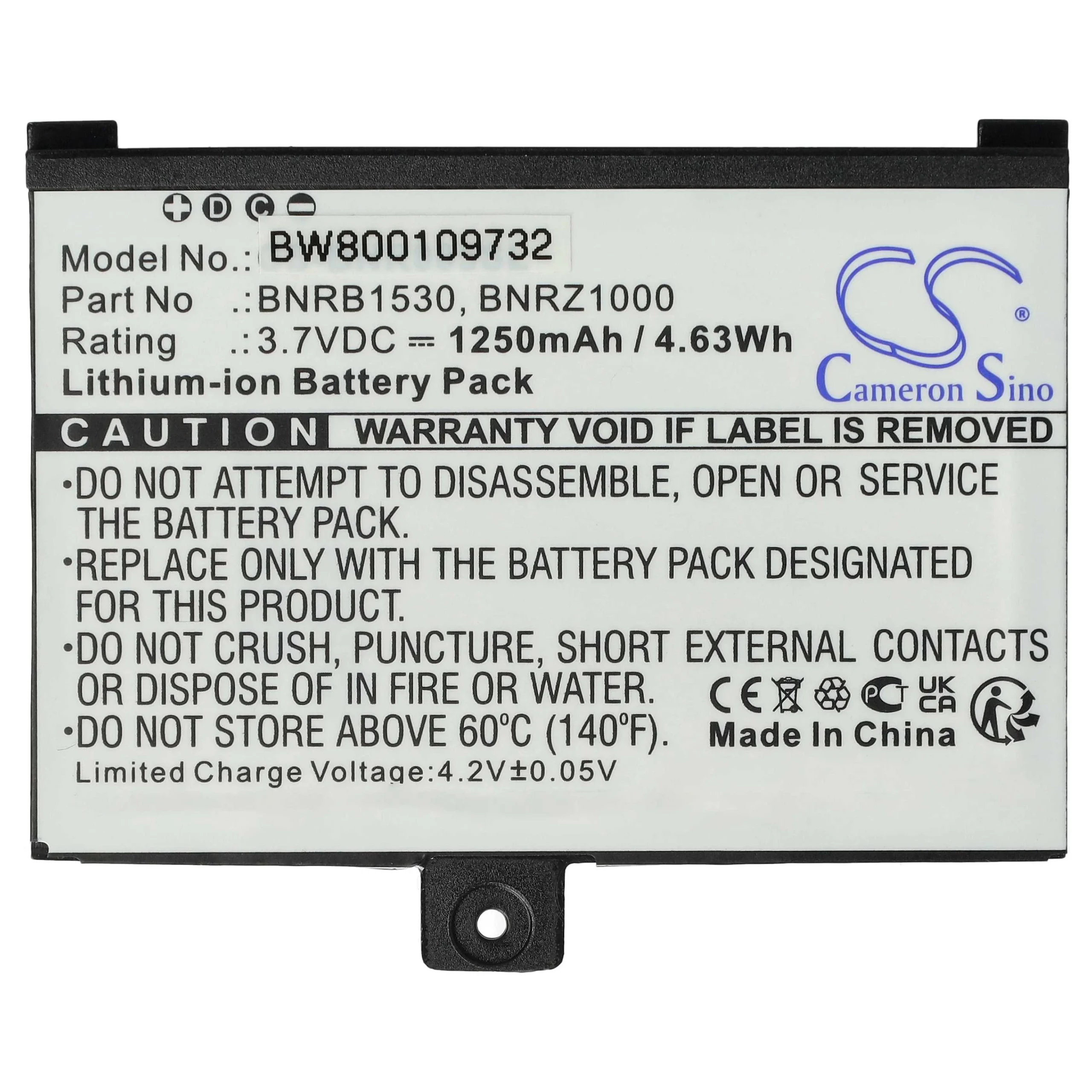Batterie remplace Barnes & Noble 1ICP4/40/60 1S1P, 9875521, 9BS11GTFF10B3 liseuse ebook - 1250mAh 3,7V Li-ion