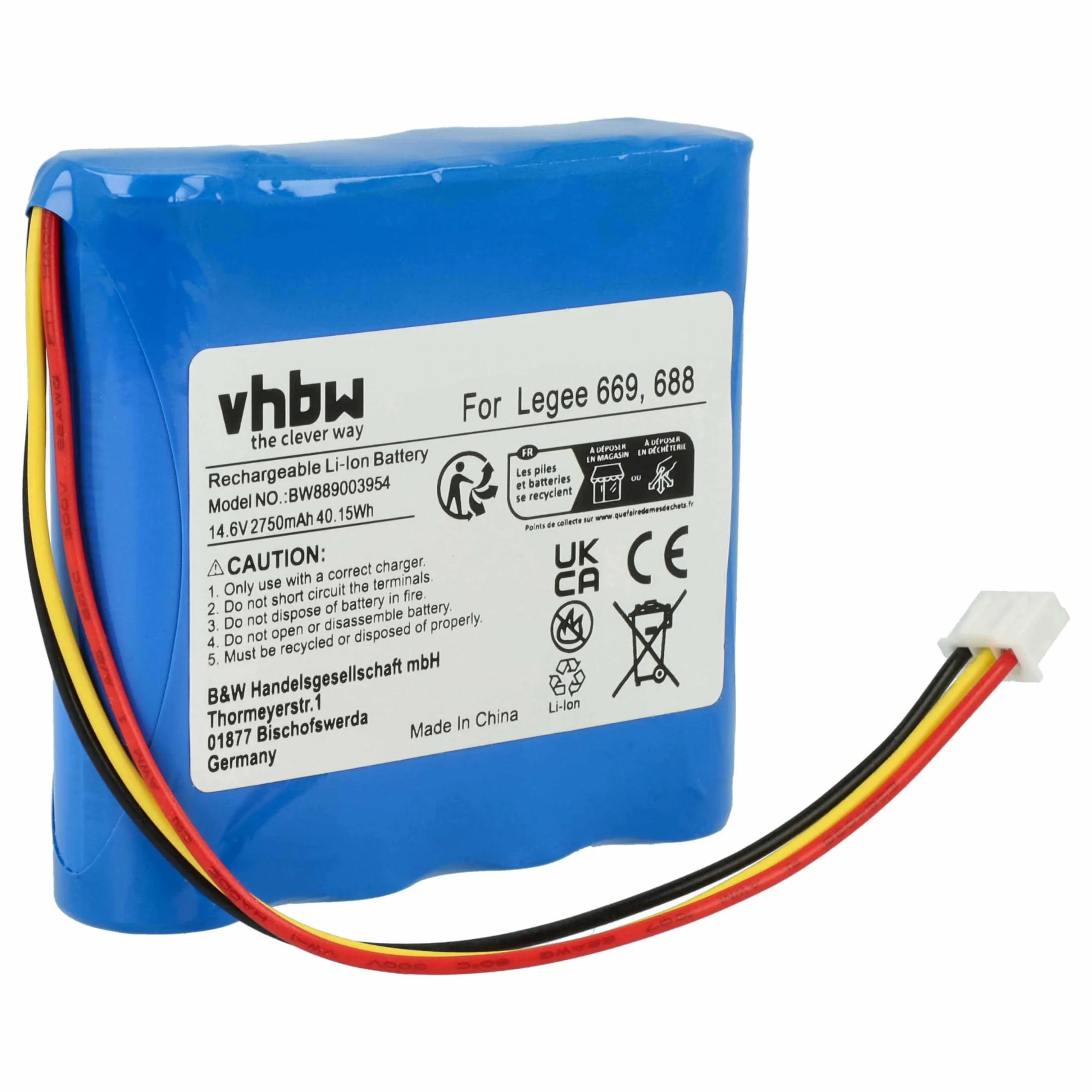 Batterie remplace Hobot HB668P108 pour robot aspirateur Hobot - 2750mAh 14,6V Li-ion