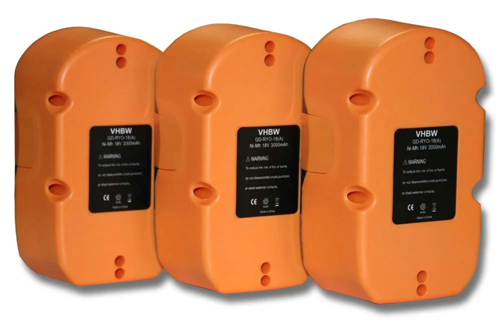 Batterie (3 pcs.) remplace Ryobi BCP1817/2SM, ABP1801, ABP1803 outil électrique Ryobi - 3Ah 18V NiMH