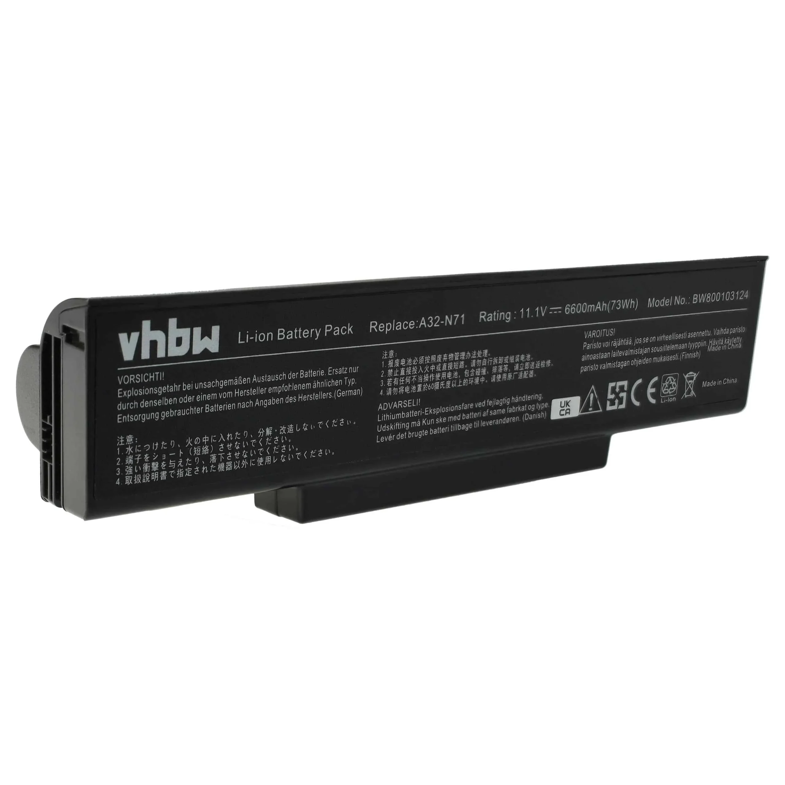 Batterie remplace Asus 70-NX01B1000Z, 70-NXH1B1000Z pour ordinateur portable Asus- 6600mAh 11,1V Li-ion, noir