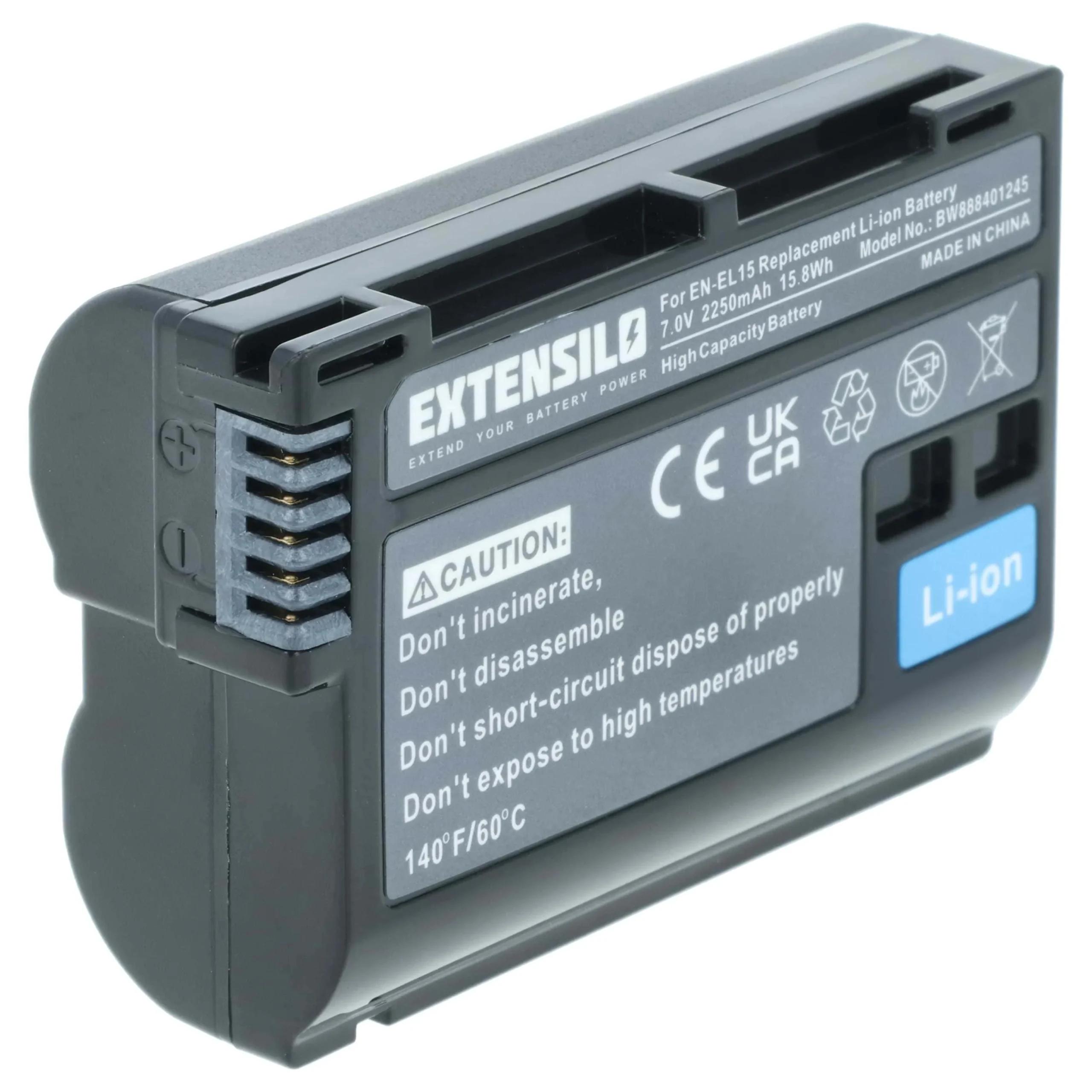 Batterie remplace Nikon EN-EL15b, EN-EL15c, EN-EL15A, EN-EL15 pour appareil photo Nikon- 2250mAh 7V Li-ion