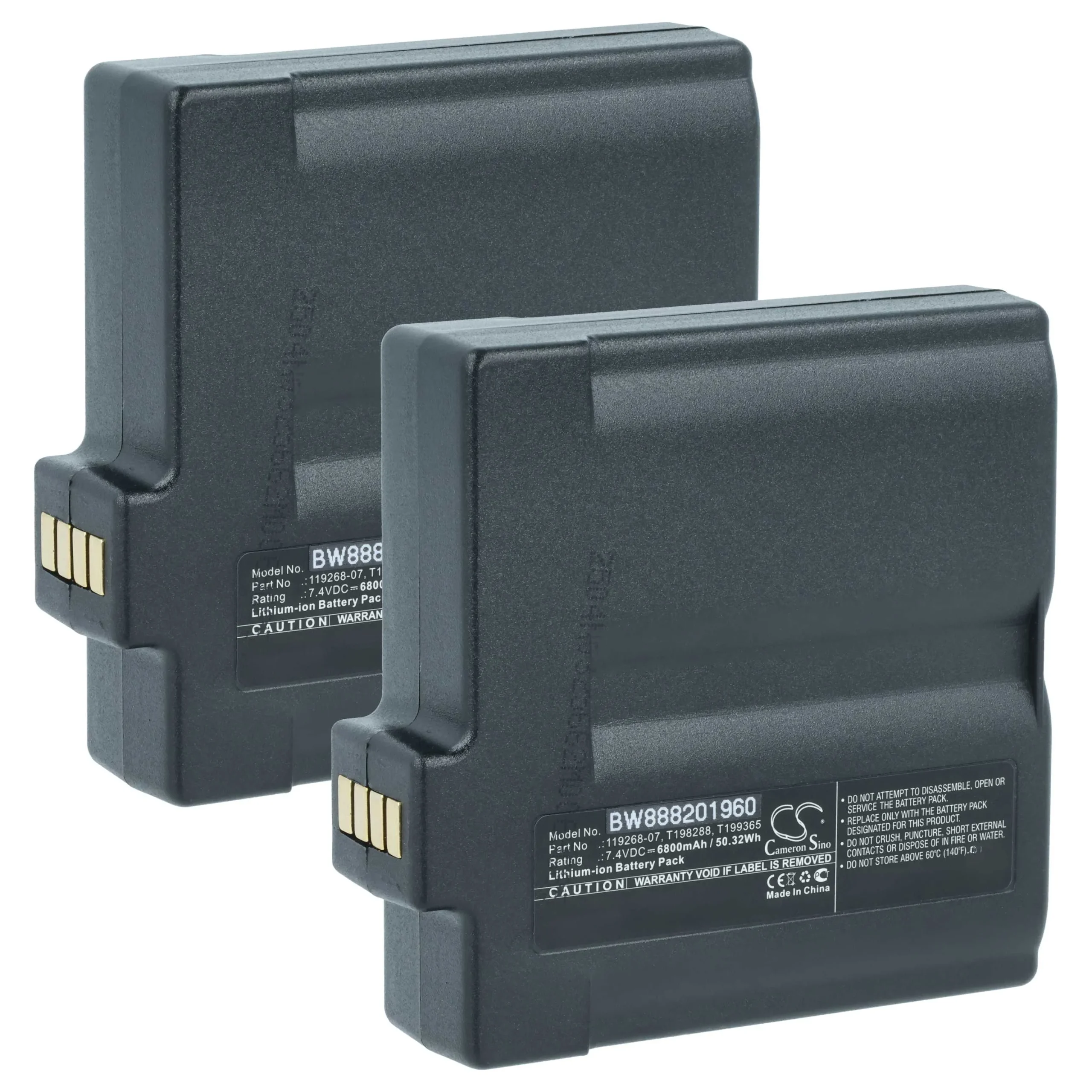 Batterie (2 pcs.) remplace Flir T198288, 119268-07, T199365 caméra infrarouge - 6800mAh 7,4V Li-ion