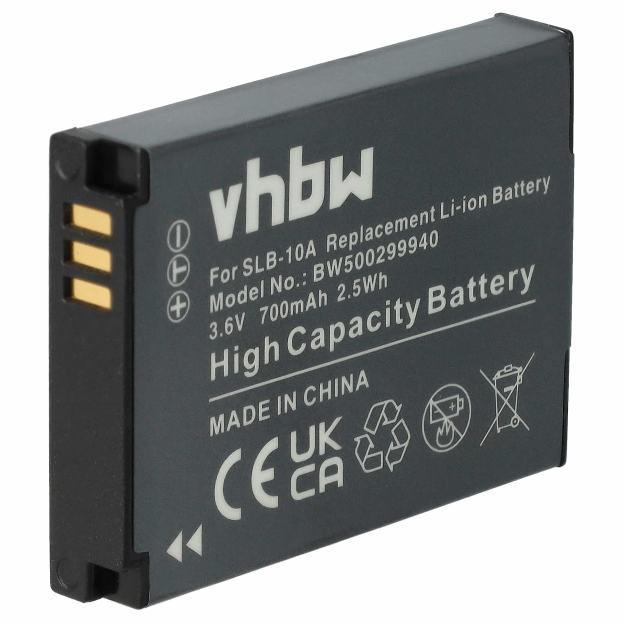 Batterie remplace Samsung BP-10A, SLB-10A, BP10A pour appareil photo Praktica- 700mAh 3,6V Li-ion