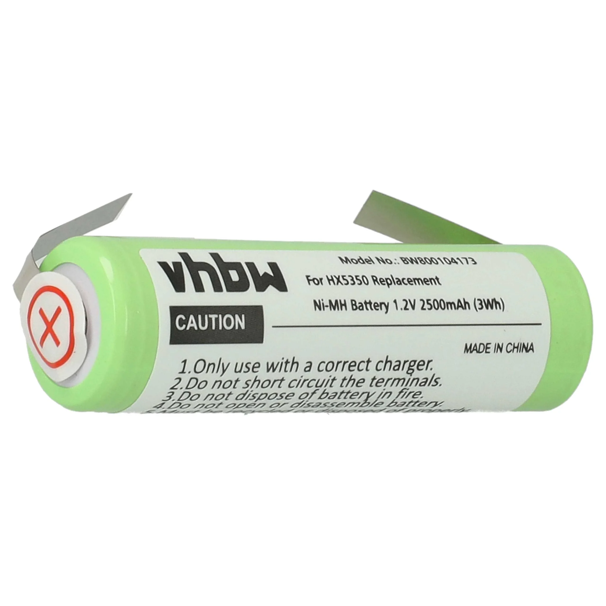 Batterie remplace Braun 180AAH, 233.8008860 - 2500mAh 1,2V NiMH, 1x cellules