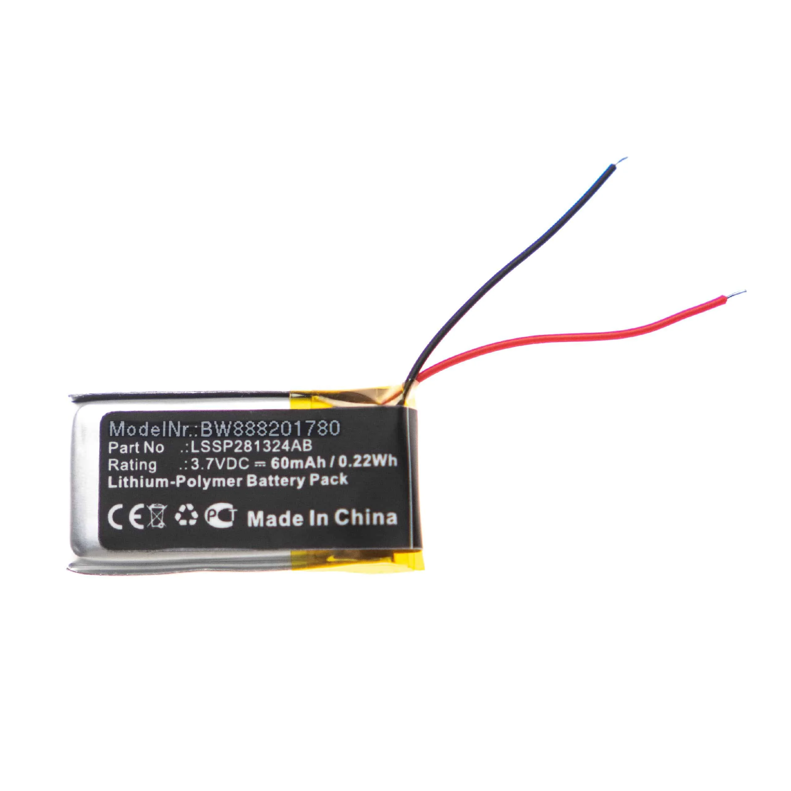 Batterie remplace Fitbit LSSP281324AB montre connectée - 60mAh 3,7V Li-polymère
