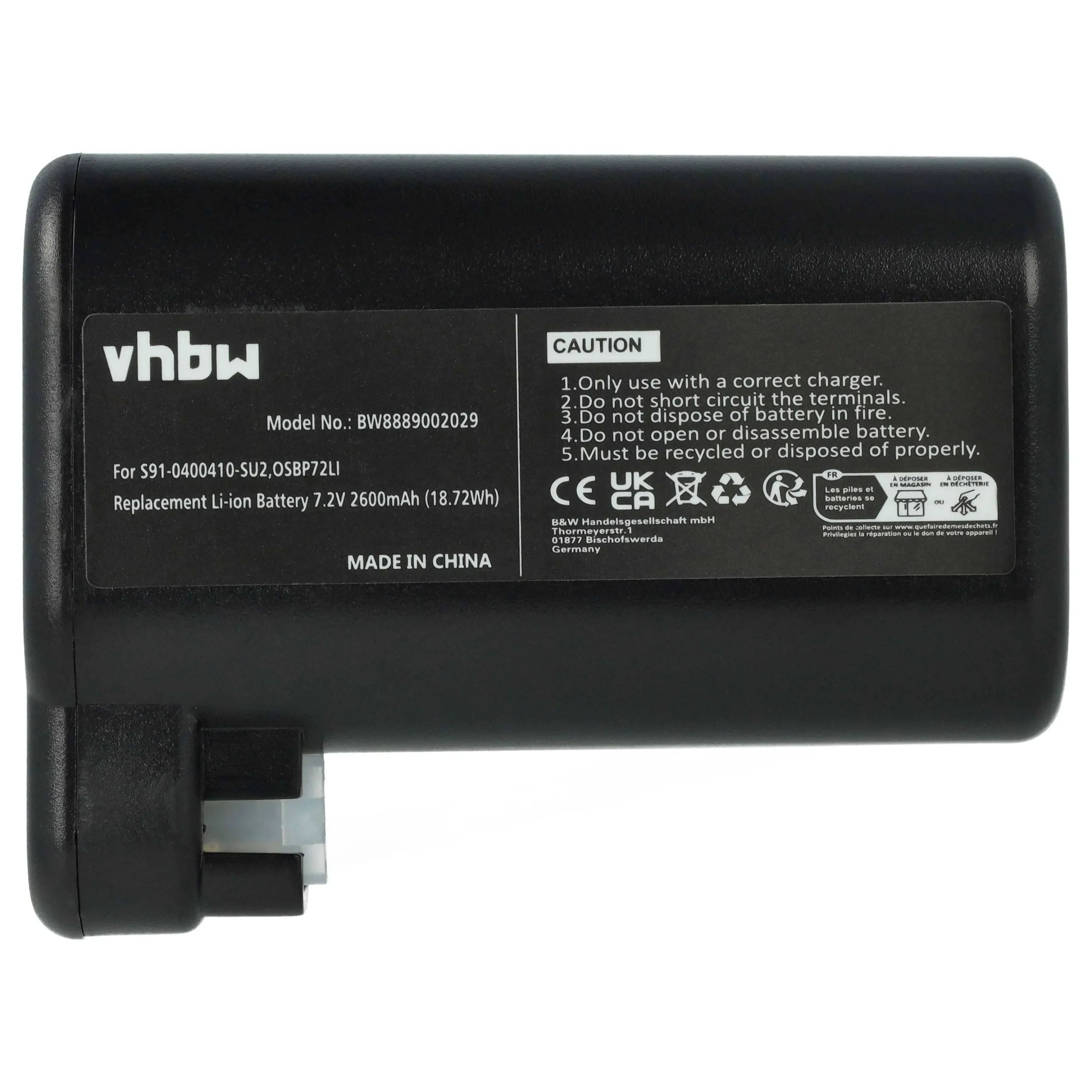 Batterie remplace AEG S91-0400410-SU2, OSBP72LI pour robot aspirateur Electrolux - 2600mAh 7,2V Li-ion