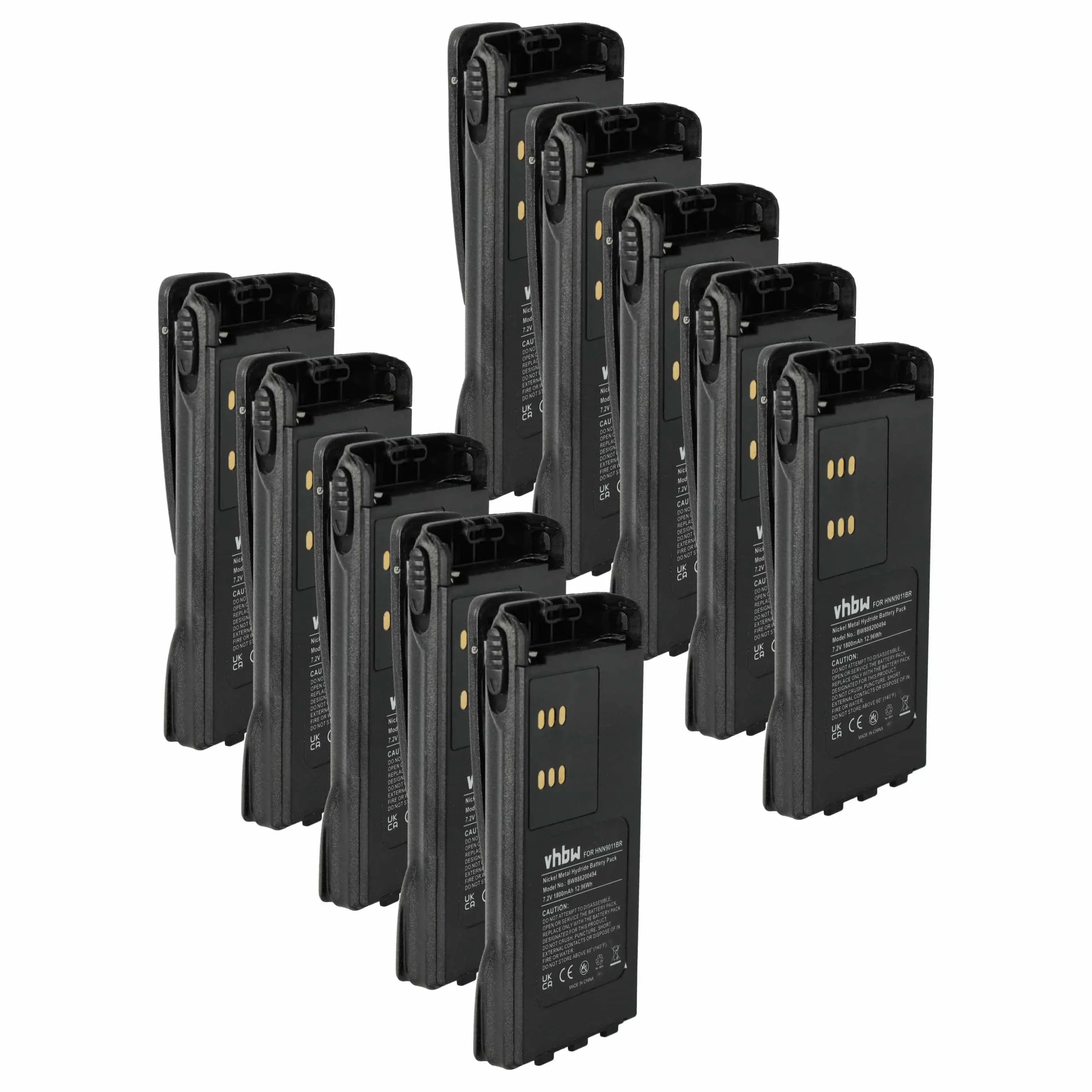 10x Batteries pour radio talkie-walkie Motorola GP320, GP340, GP360, GP380- 1800mAh 7,2V NiMH
