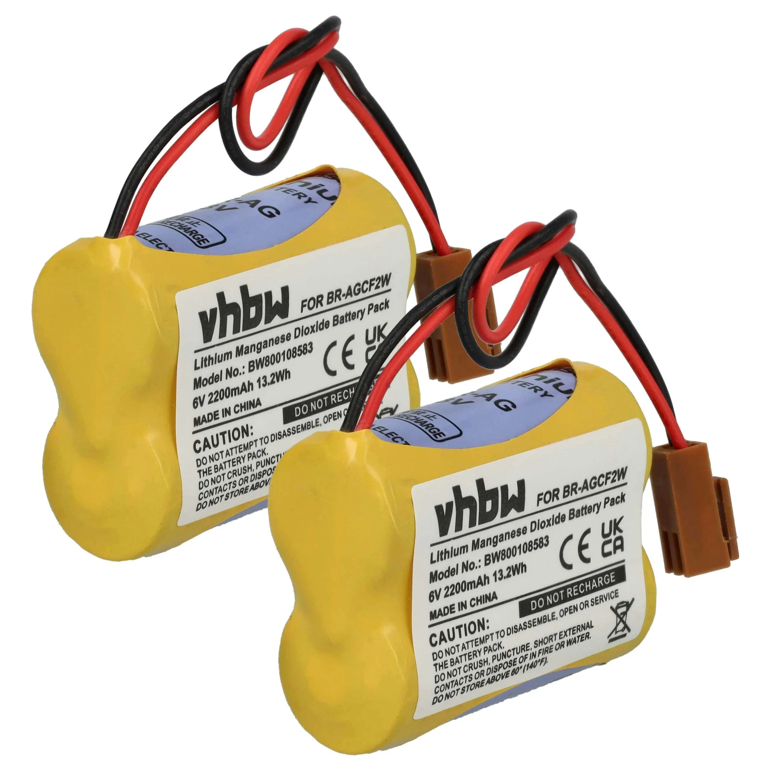 2x Batteries remplace GE Fanuc BR-ACF2P pour PLC Programmable Logic Controller GE Fanuc - 2200mAh 6V Li-MnO2