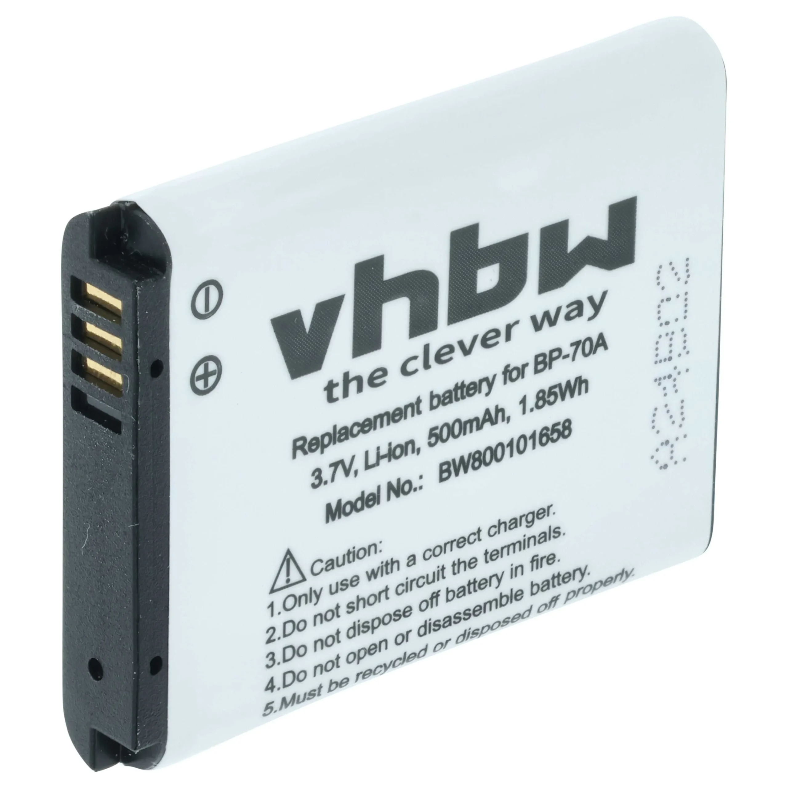 Batterie remplace Samsung BP70a, BP-70a, SLB-70A, EA-BP70A pour appareil photo Samsung- 500mAh 3,6V Li-ion