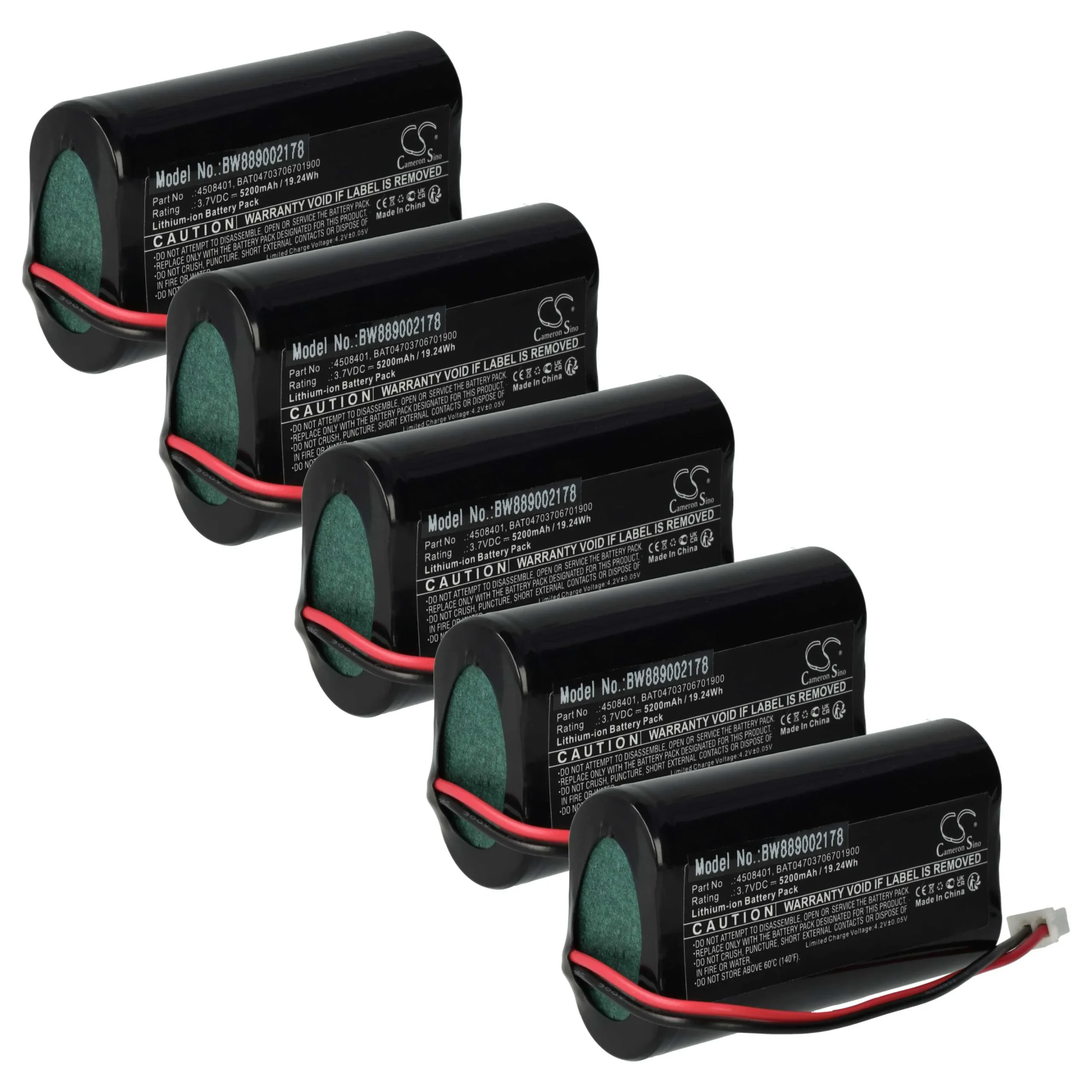 Batterie (5 pcs.) remplace BAT04703706701900, 4508401 Zafferano - 5200mAh 3,7V Li-ion