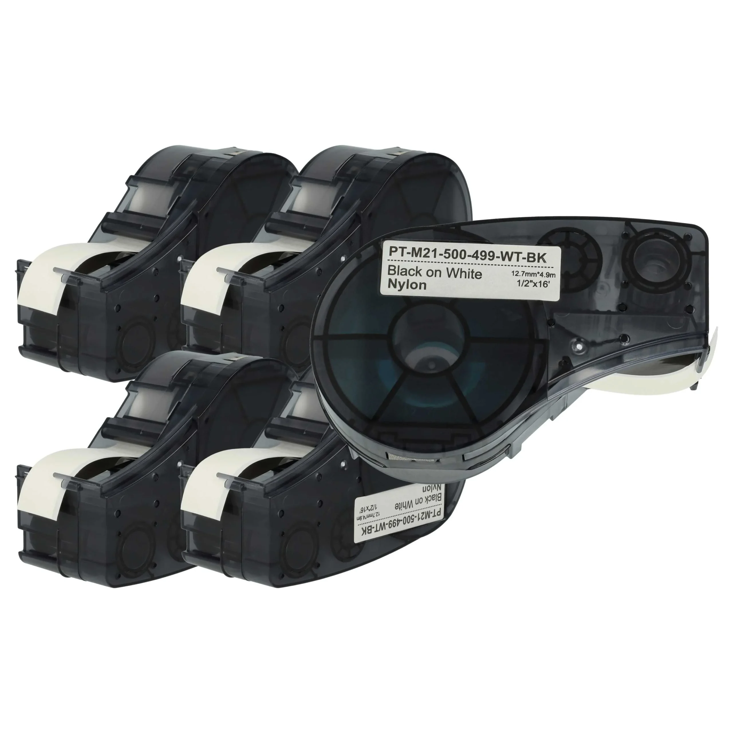 5x Cassettes à ruban remplacent Brady BM21-500-499 - 12,7mm lettrage Noir ruban Blanc, nylon