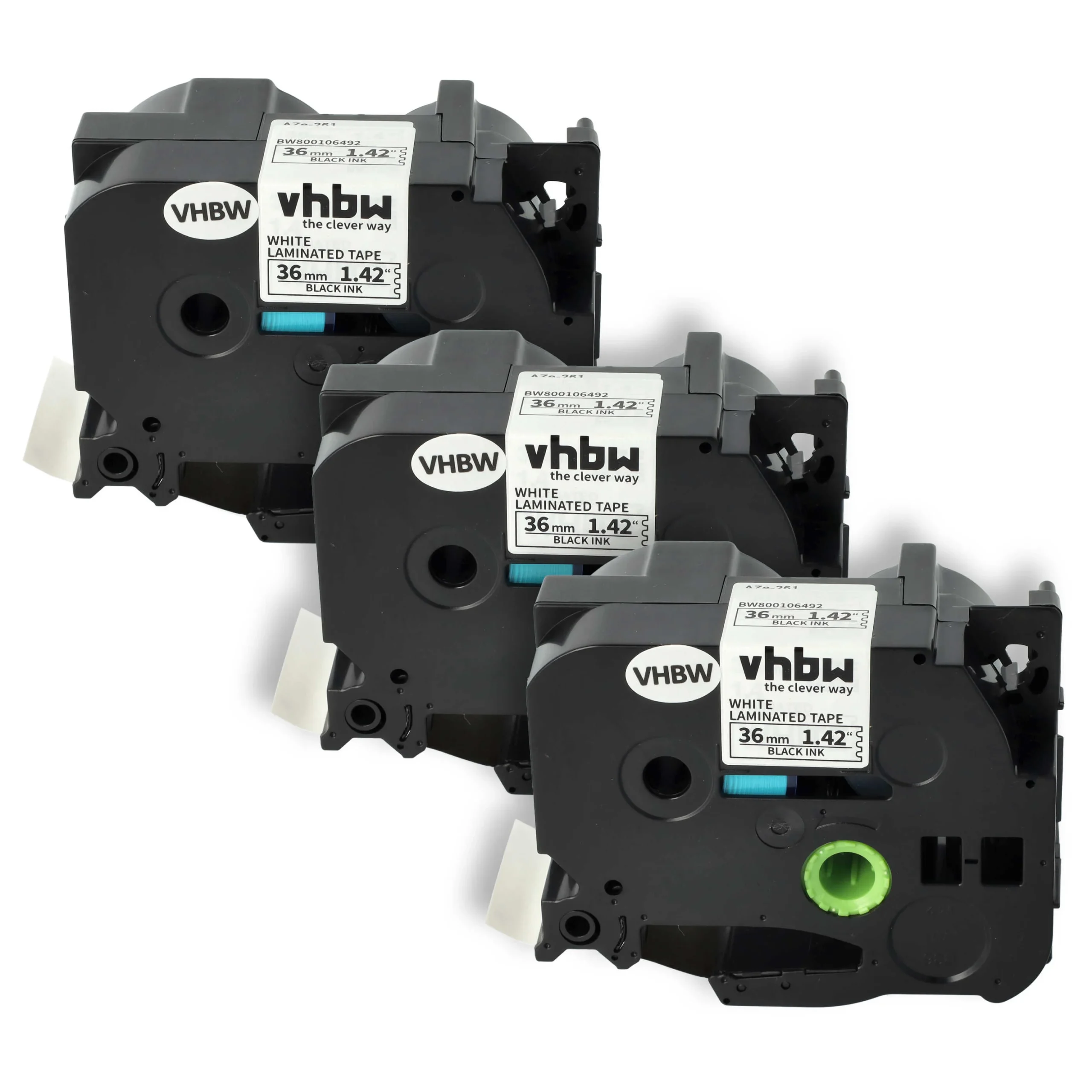 3x Cassettes à ruban remplacent Brother TZ-261, TZE-261 - 36mm lettrage Noir ruban Blanc, plastique