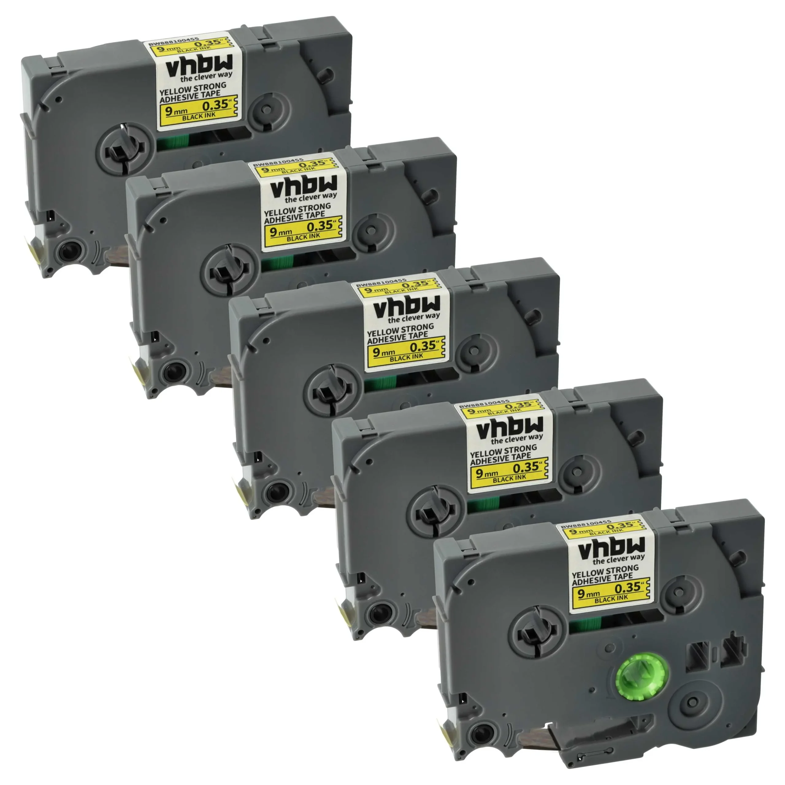 5x Cassettes à ruban remplacent Brother TZE-S621 - 9mm lettrage Noir ruban Jaune, plastique, extra fort