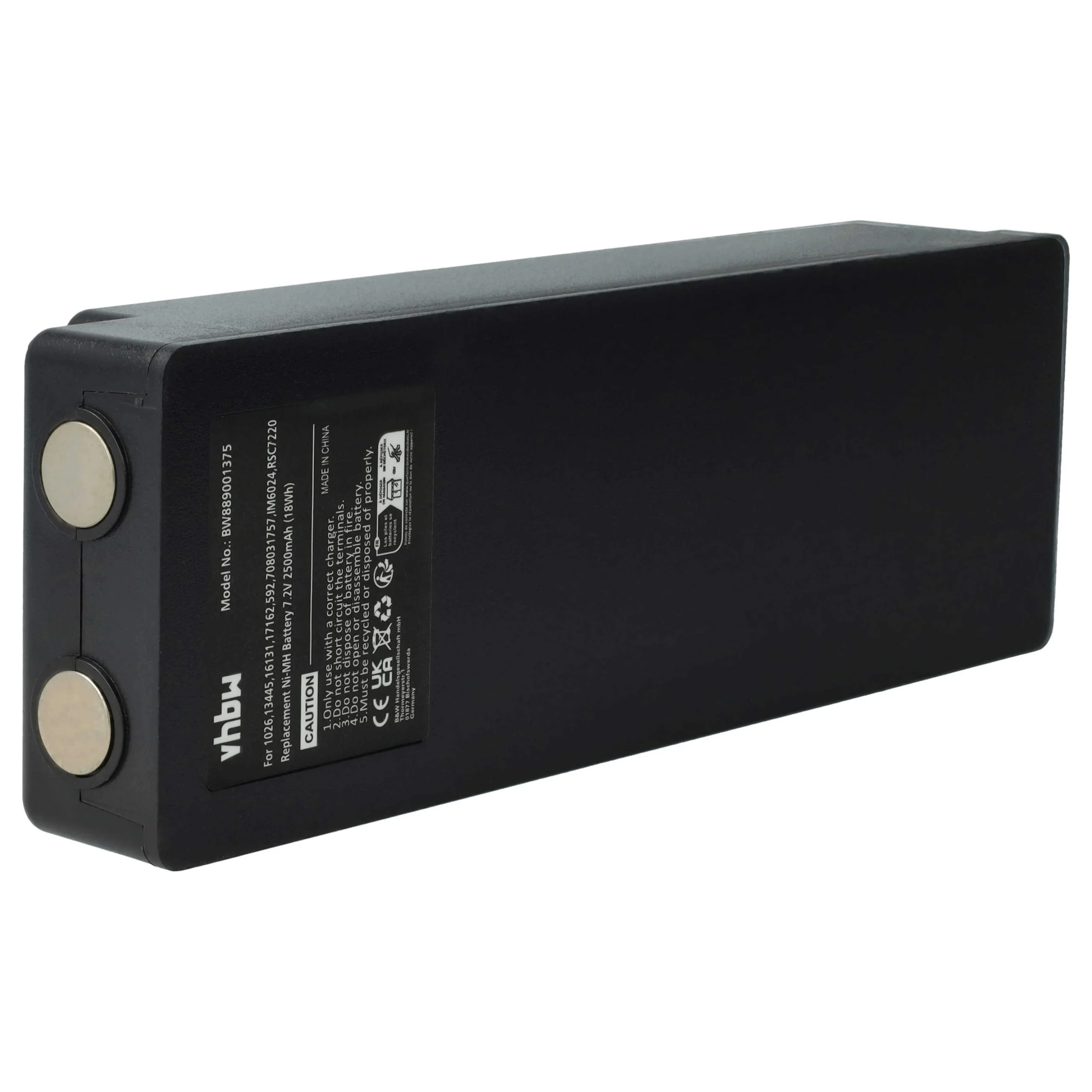 Batterie remplace Palfinger IM6024, RSC7220, 17162, 708031757, 16131, 1026, 13445 - 2500mAh 7,2V NiMH