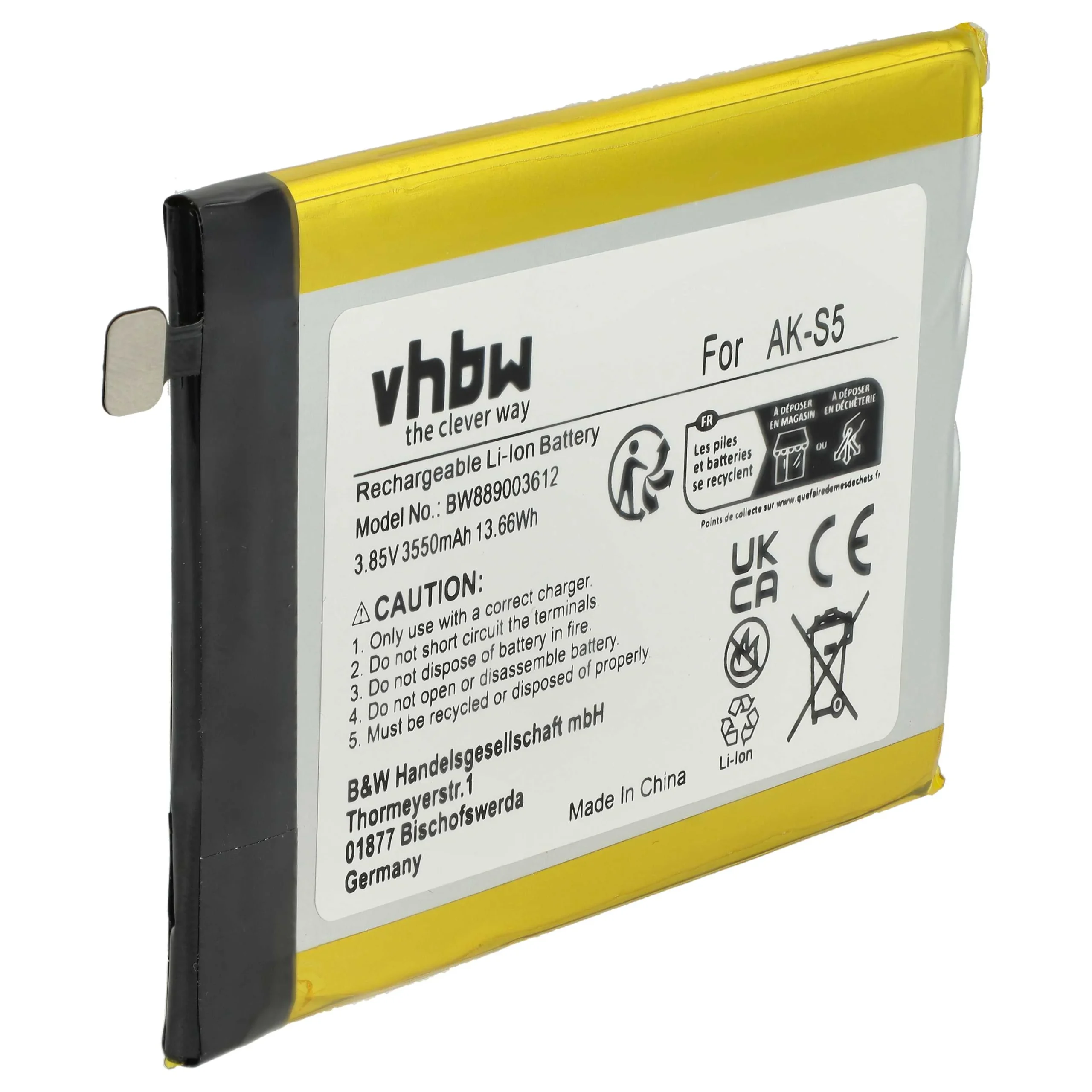 Batterie remplace Emporia AK-S5, AK-S5-BC téléphone portable senior Emporia - 3550mAh 3,85V Li-ion