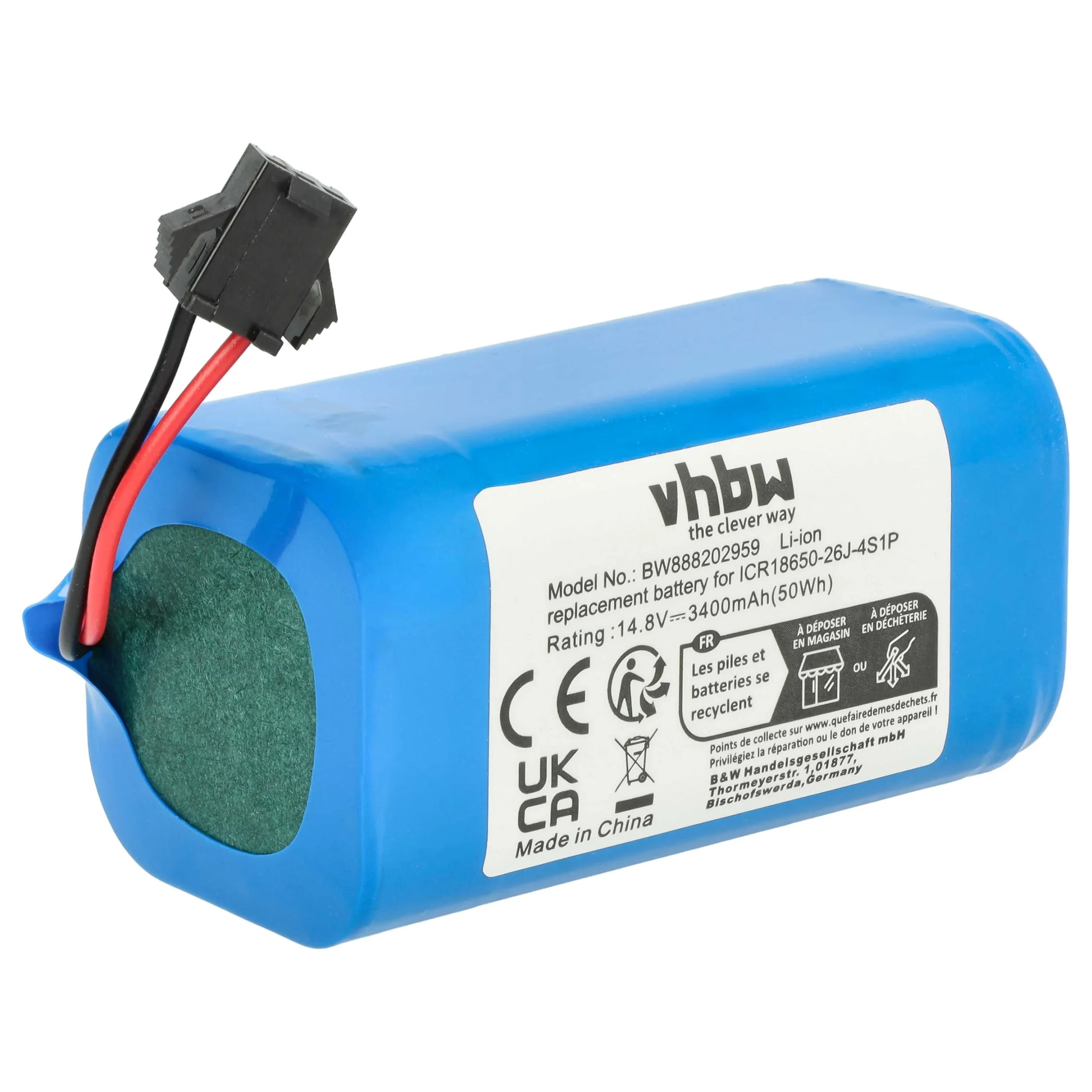 Batterie remplace Cecotec CONG1002 pour robot aspirateur Eufy - 3400mAh 14,8V Li-ion