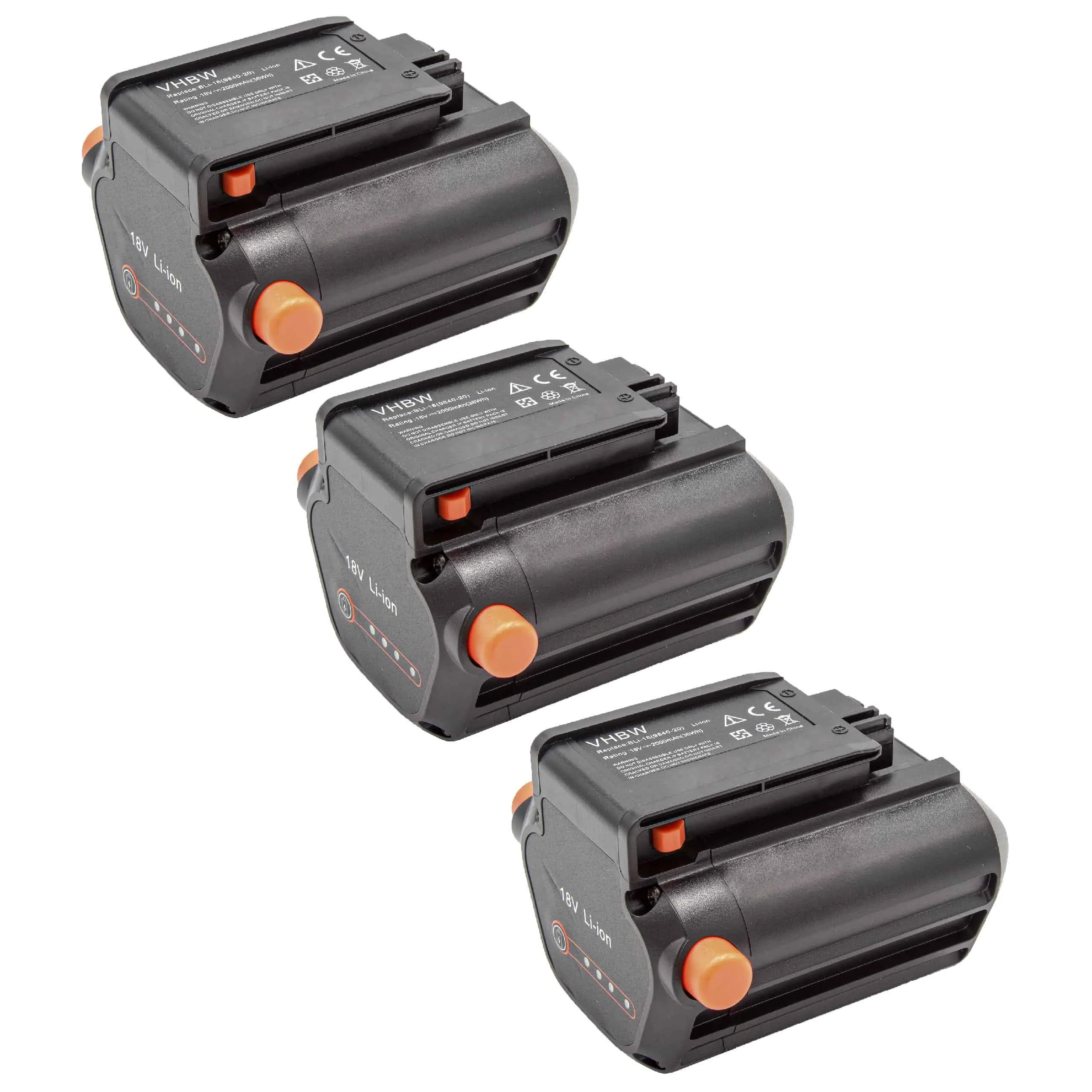 3x Batteries remplace Gardena BLi-18, 9839-20, 9840-20 pour outil de jardinage - 2000mAh 18V Li-ion