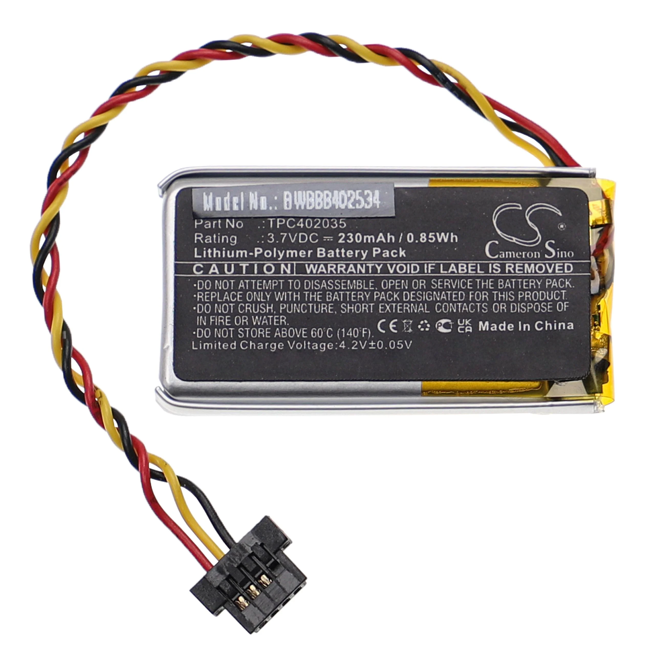 Batterie remplace Mio TPC402035 caméra embarquée - 230mAh 3,7V Li-polymère