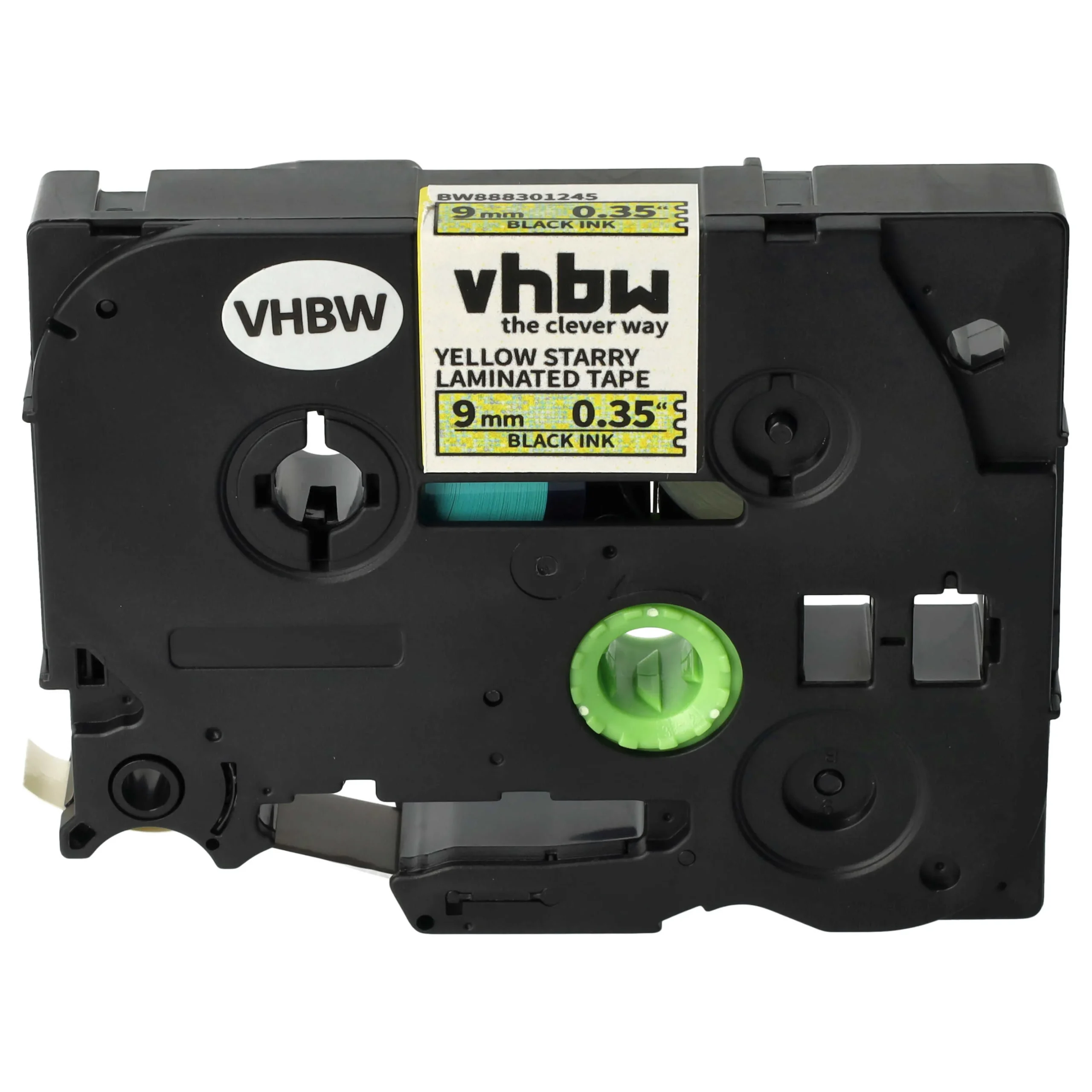 Cassette à ruban remplace Brother TZE-621L1 - 9mm lettrage Noir ruban Jaune paillettes, plastique