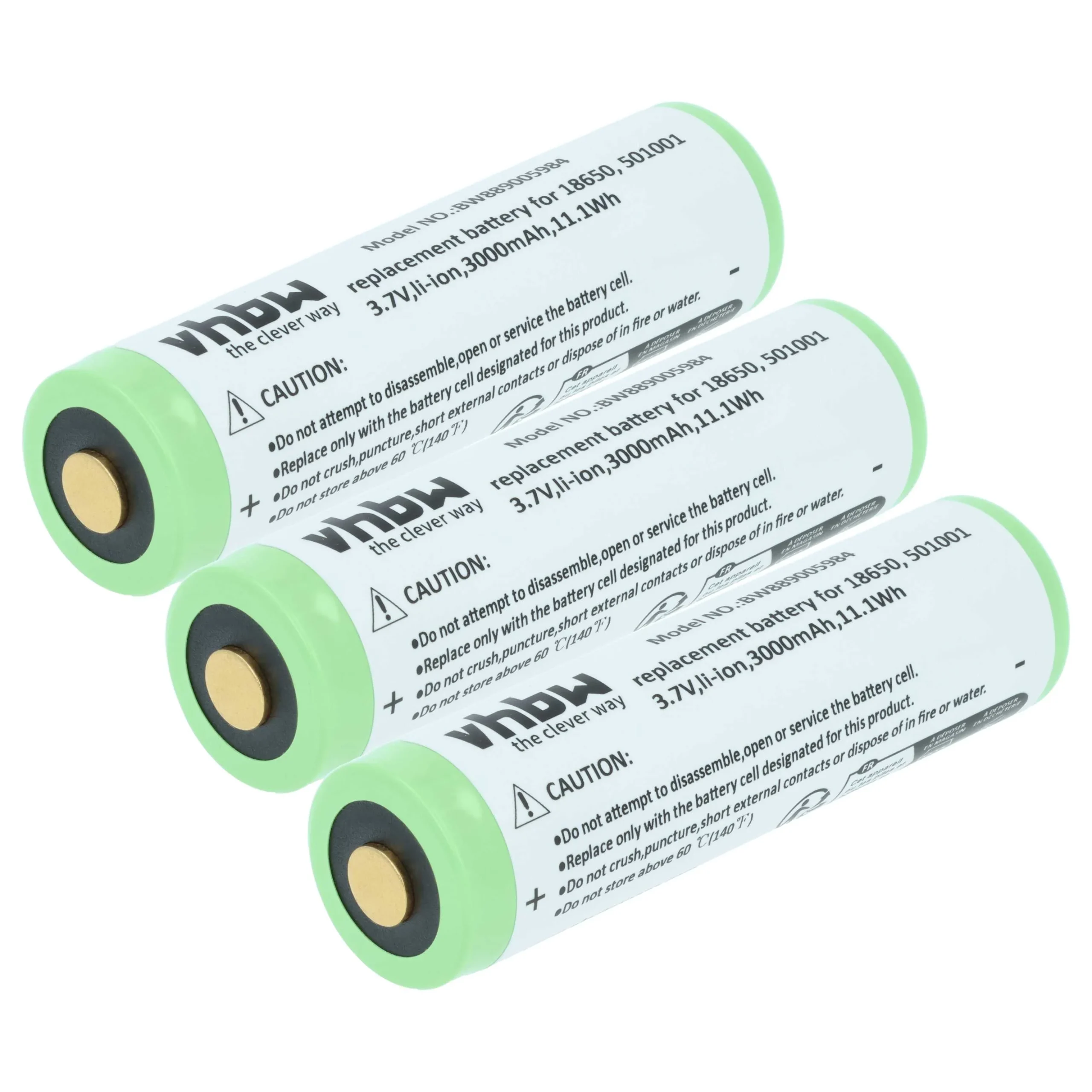 Batterie (3 pcs.) remplace Ledlenser 501001 lampe de poche Fenix - 3Ah 3,7V Li-ion