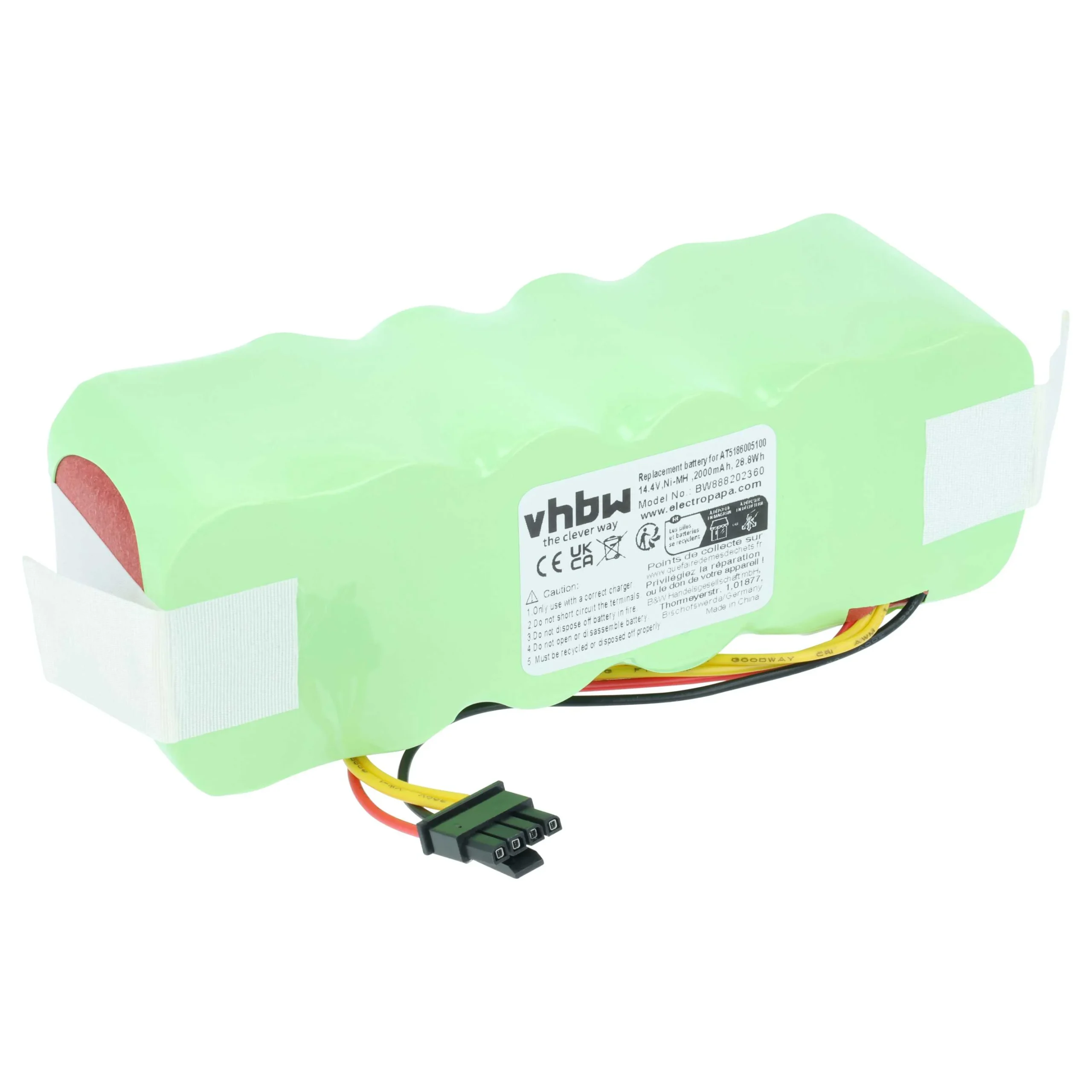 Batterie remplace Ariete AT5186005100 pour robot aspirateur Proscenic - 2000mAh 14,4V NiMH
