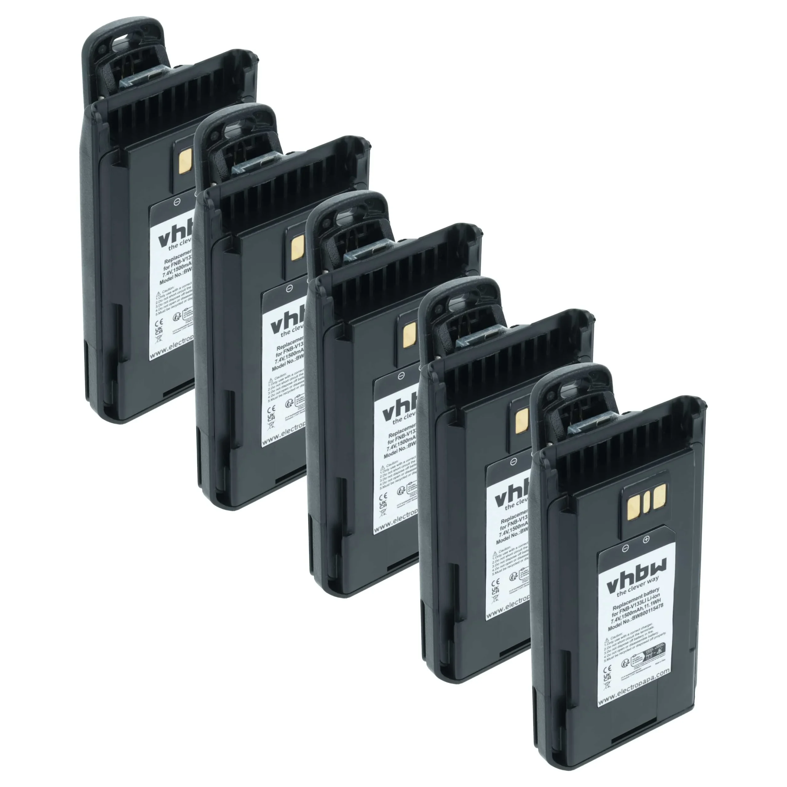 5x Batteries remplace Motorola AAJ67X001 pour radio talkie-walkie Yaesu Vertex- 1500mAh 7,4V Li-ion