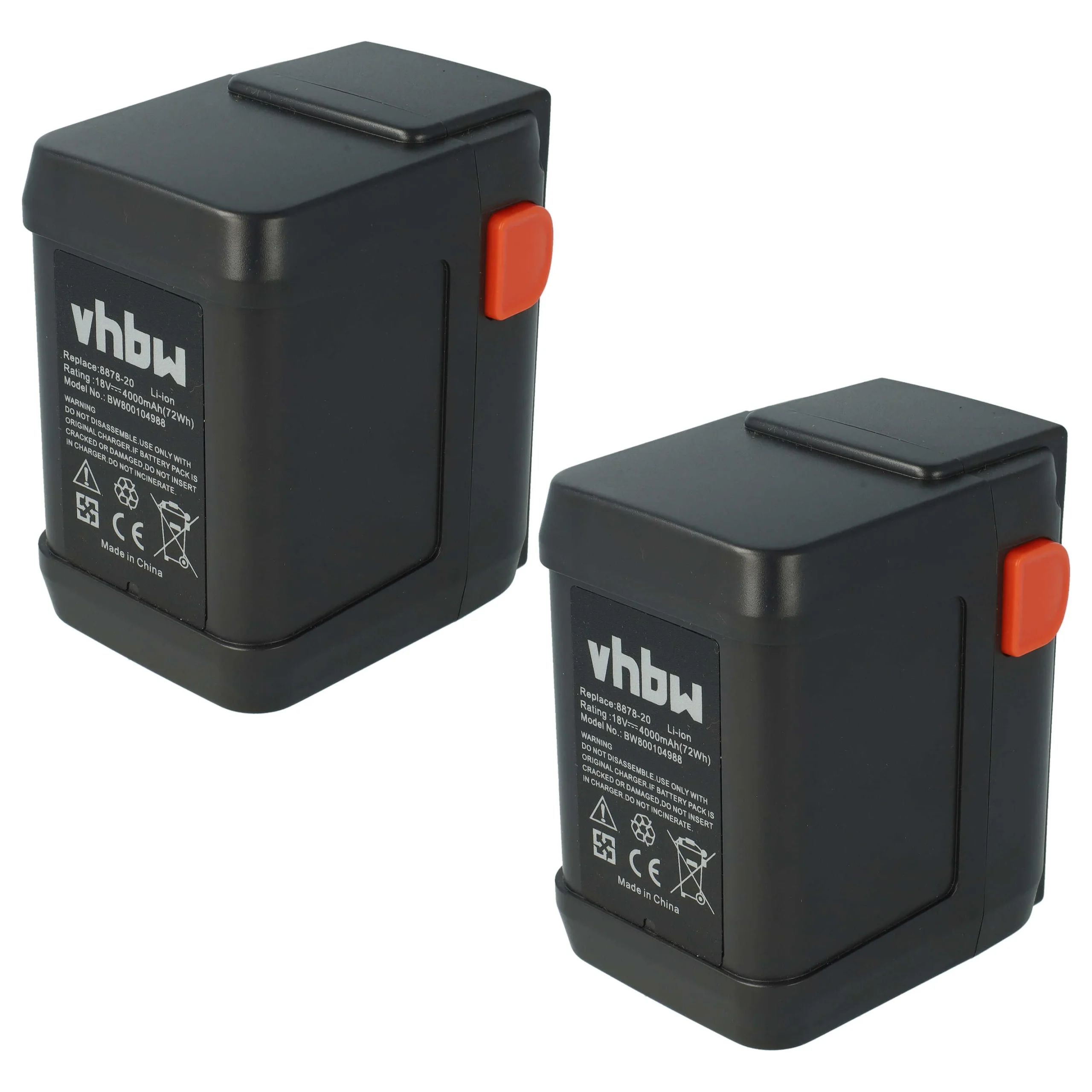 2x Batteries remplace Gardena 8835-20, 8835, 8835-00.701.00 pour outil de jardinage - 4000mAh 18V Li-ion