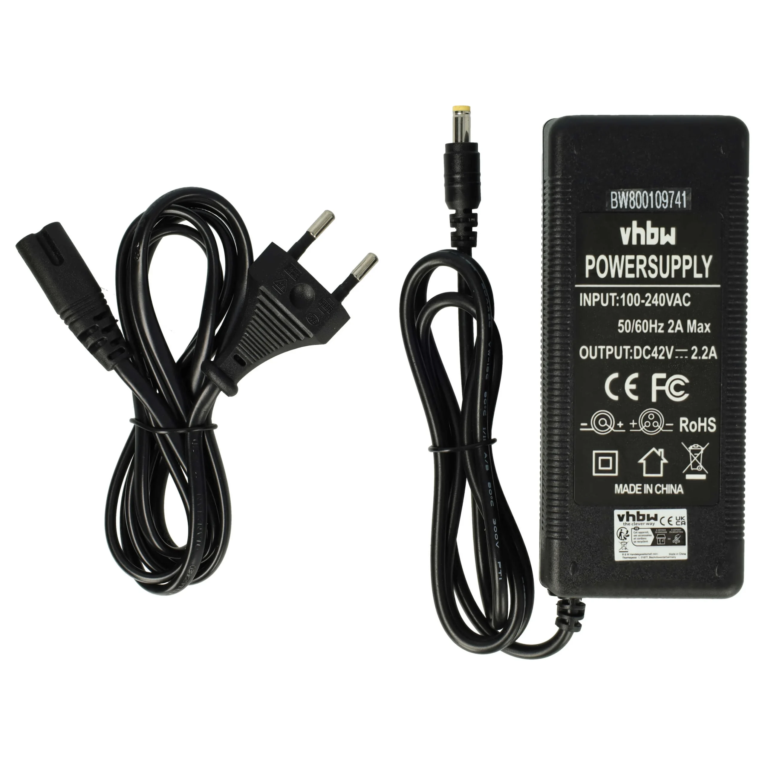 Chargeur pour batterie e-bike - batterie 36V prise, ronde, 2,2 A
