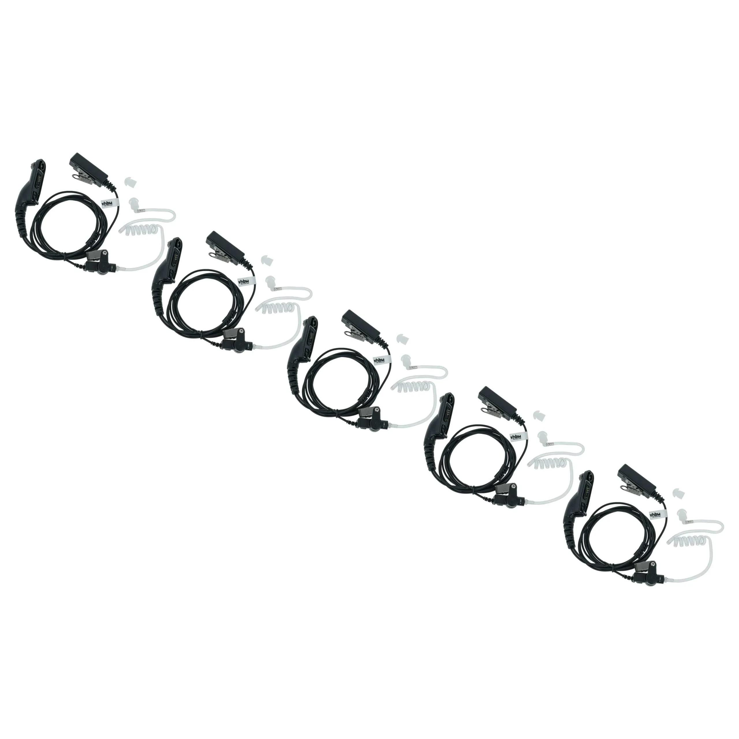 5x Oreillette de talkie-walkie pour Motorola XiR P8200 et autres - Avec microphone PTT + support clip, noir