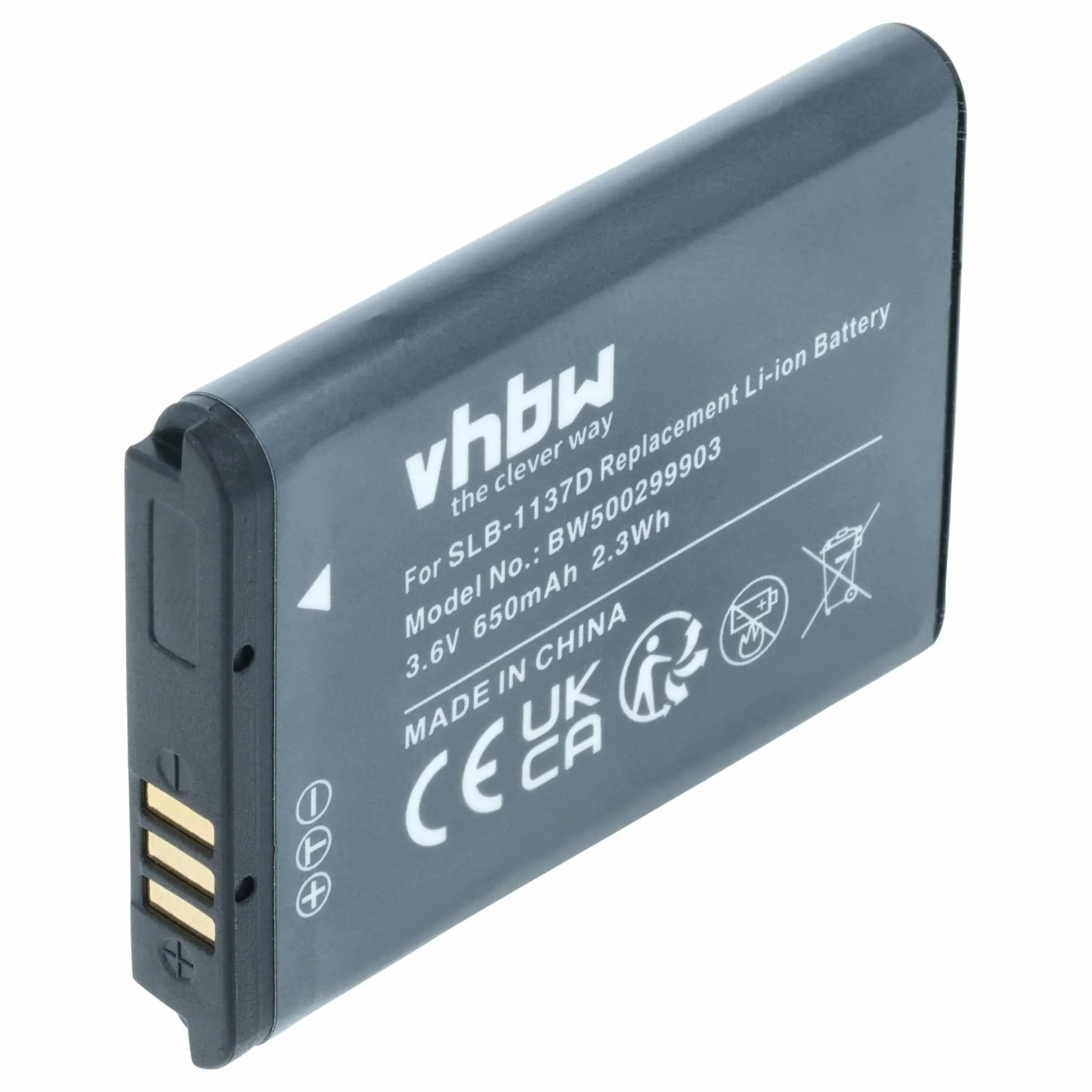 Batterie remplace Samsung SLB-1137d pour appareil photo Samsung- 750mAh 3,6V Li-ion