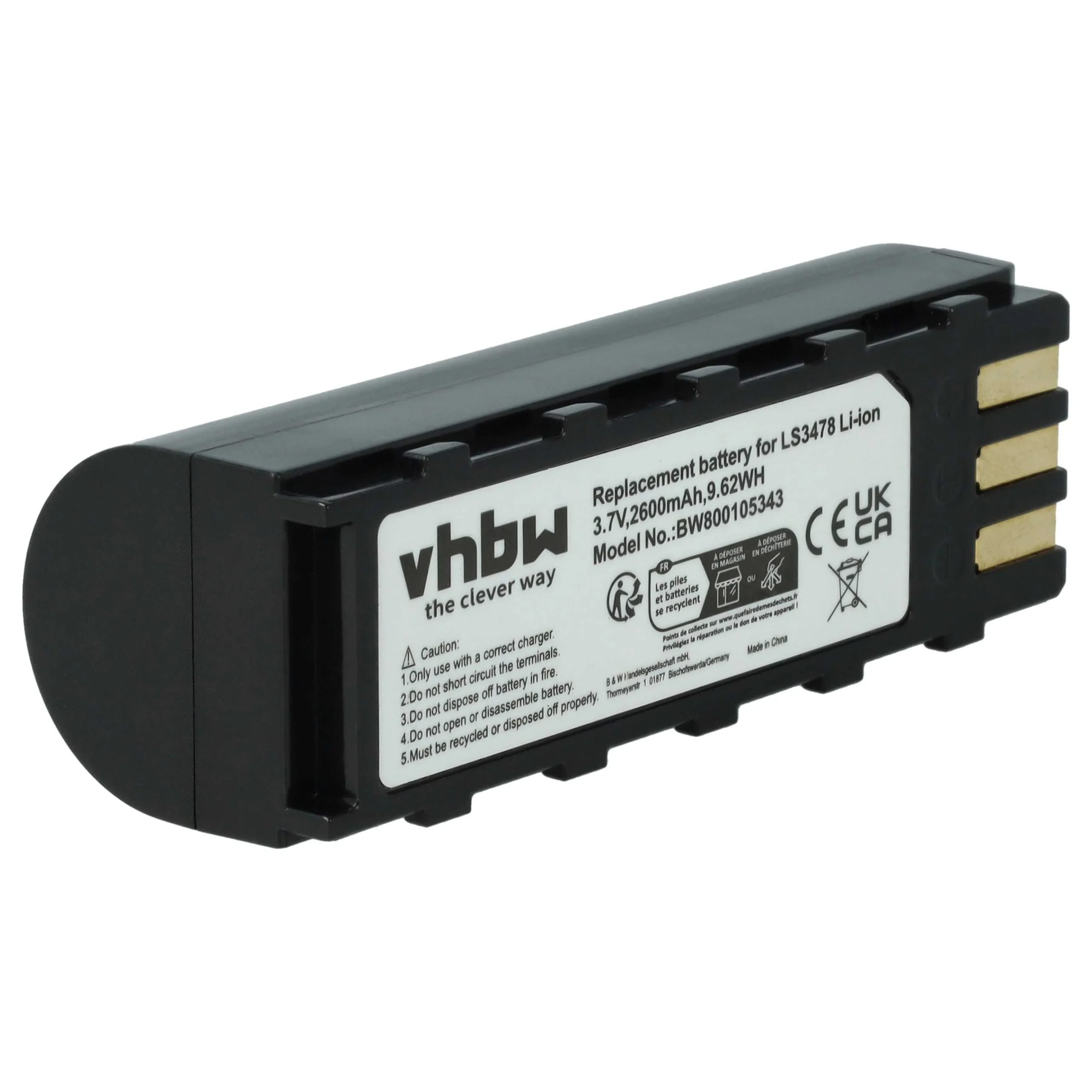 Batterie remplace Leuze 50120448 pour scanner de code-barre Symbol - 2600mAh 3,7V